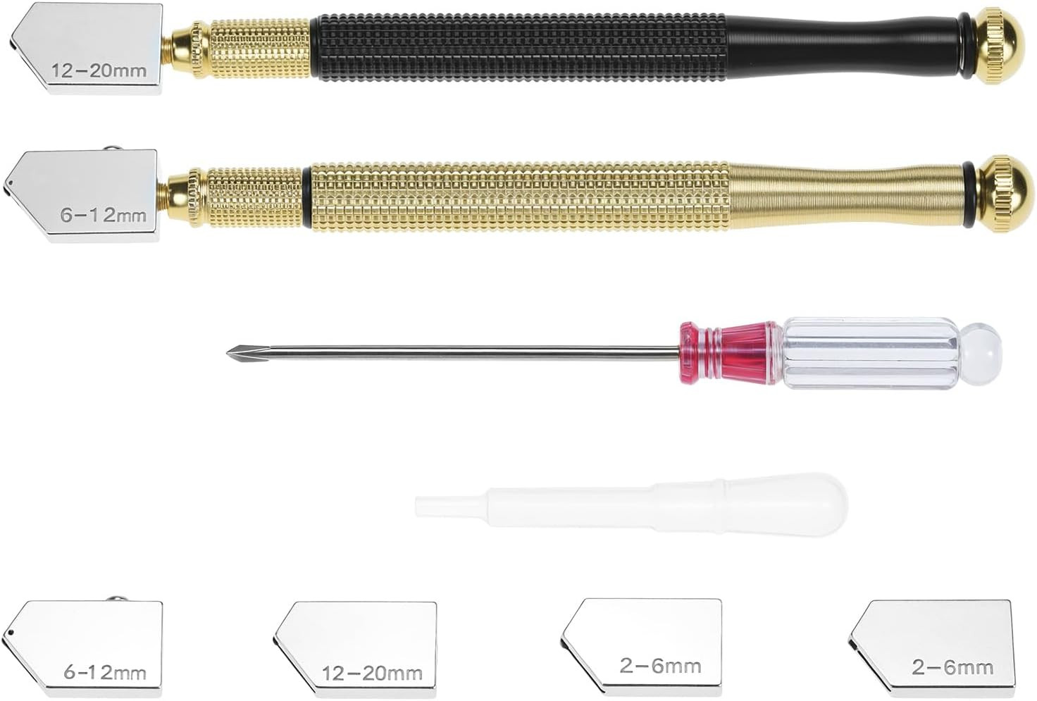 Glass Cutter Tool Set 2Mm-20Mm, 9 Pcs Mirror Cutting Tool, 6 Replaceable Glass C