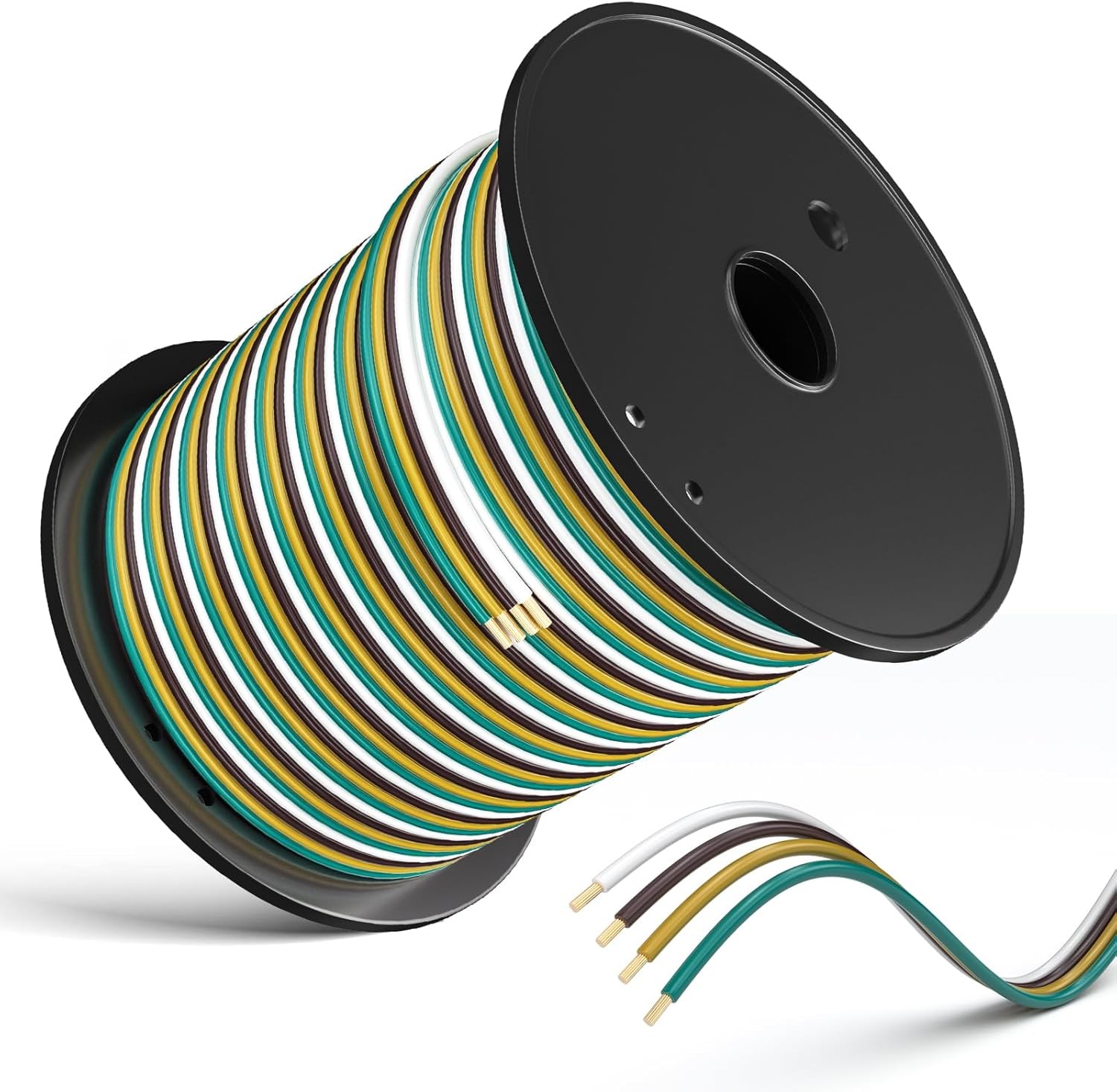 100FT 14 Gauge Trailer Wiring Harness 4-Way Bonded Color Coded Boat Lights