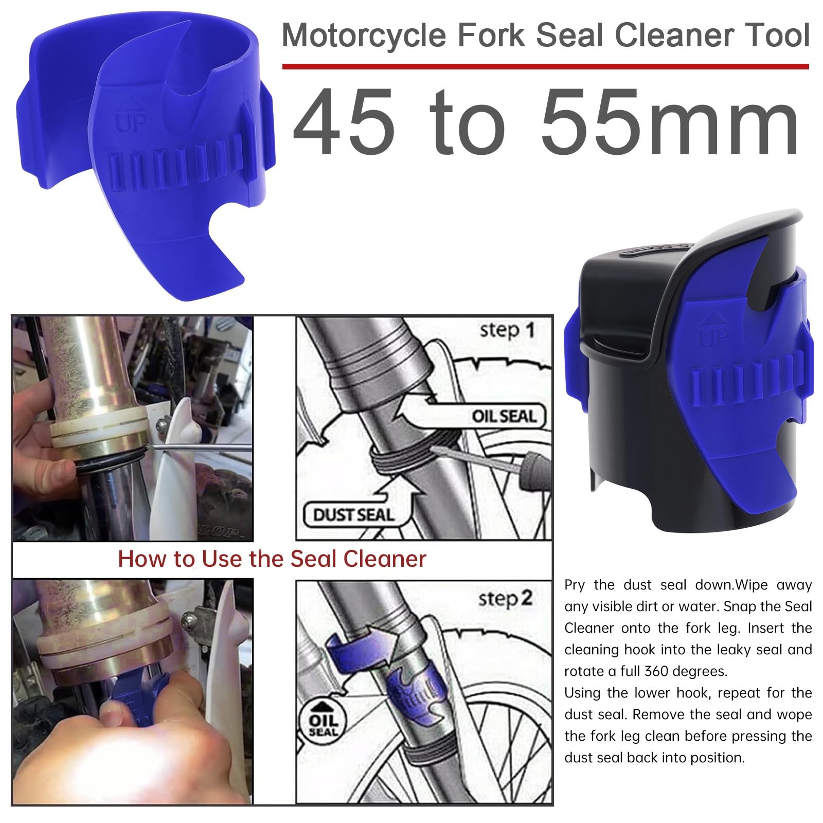 Windance Motorcycle Fork Seal Saver Cleaner,Front Fork Seal Clean Tool, Shock...