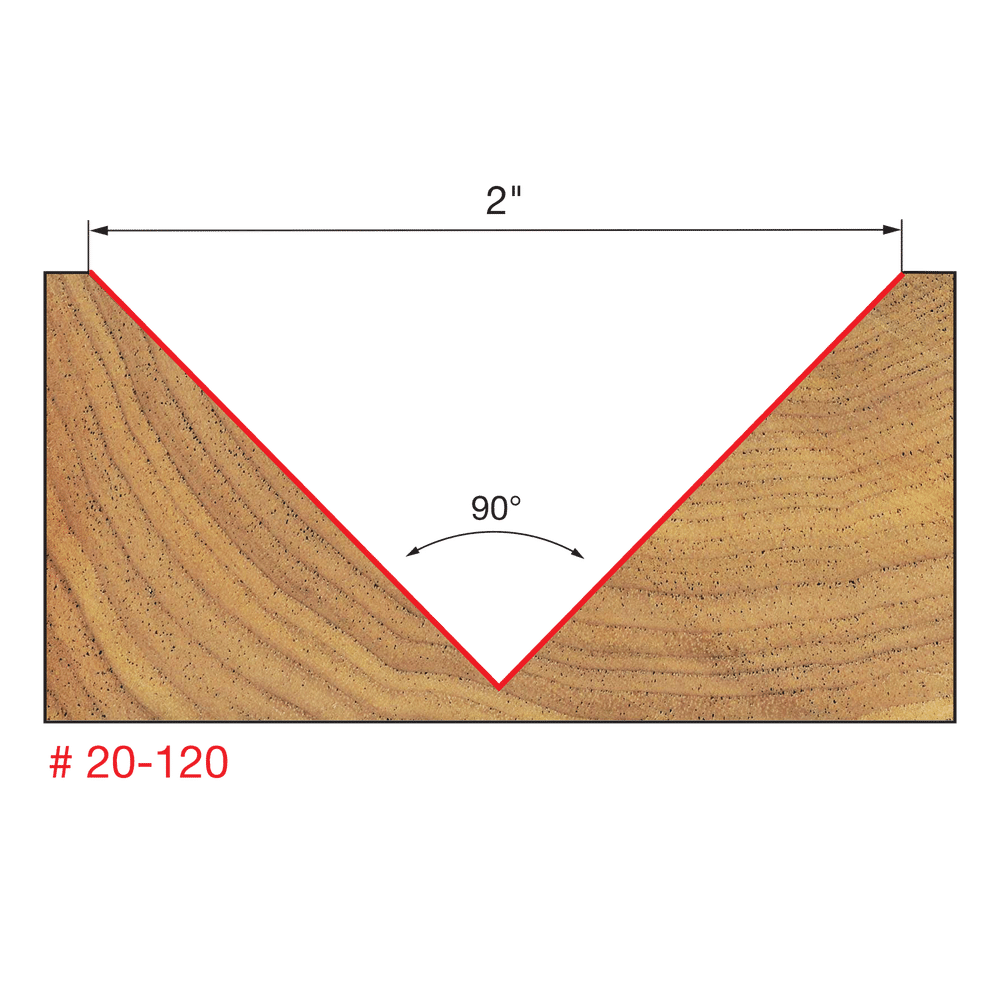 NEW Freud-20-120 2" DIAMETER V Grooving Bit with 1/2 In. Shank ROUTER BIT