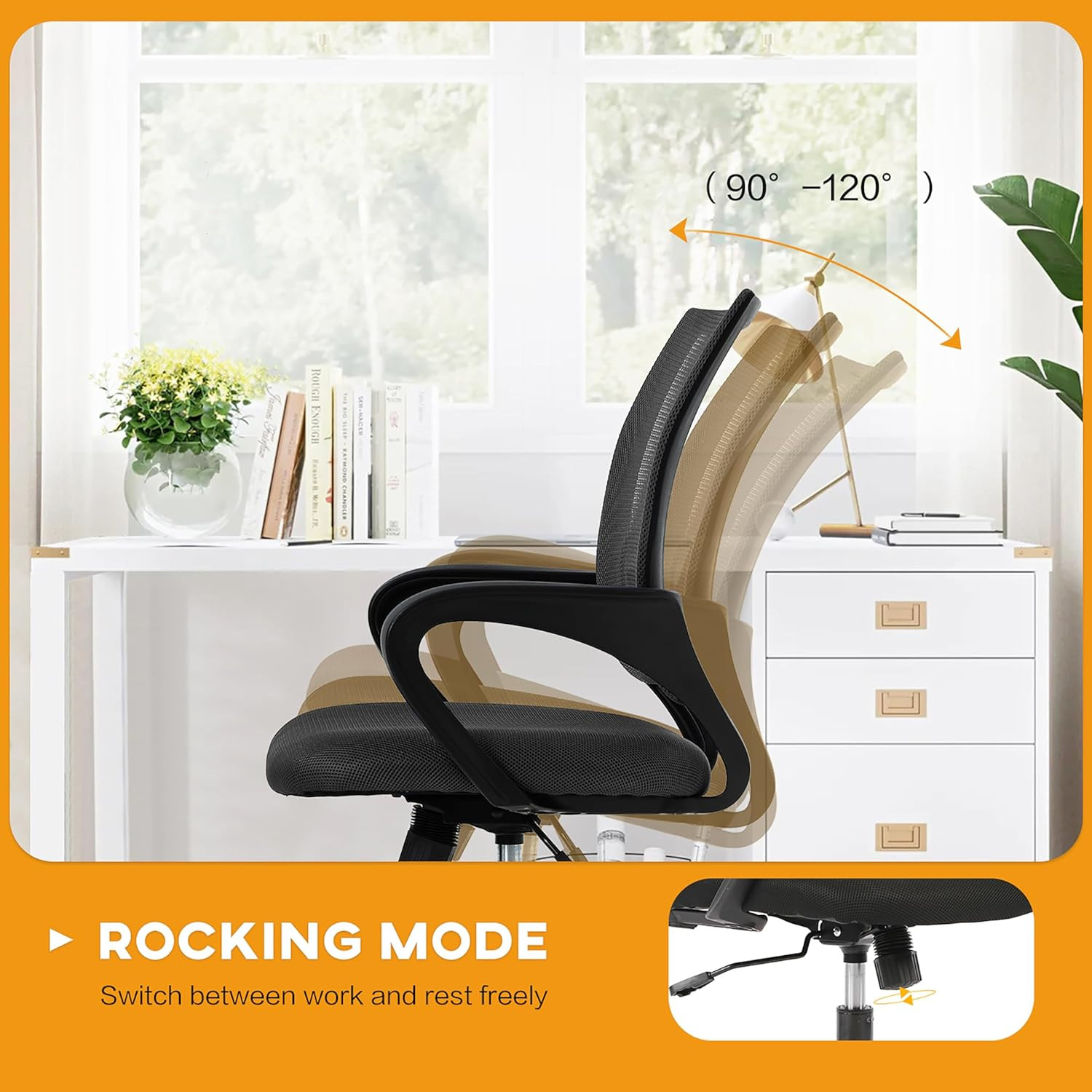 Ergonomic Hyacinth Mesh Desk Chair with Lumbar Support & Adjustable Height