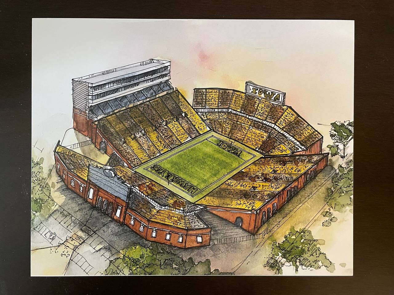Iowa Hawkeyes Stadium, Kinnick Football Stadium | 11"x14" Watercolor Print