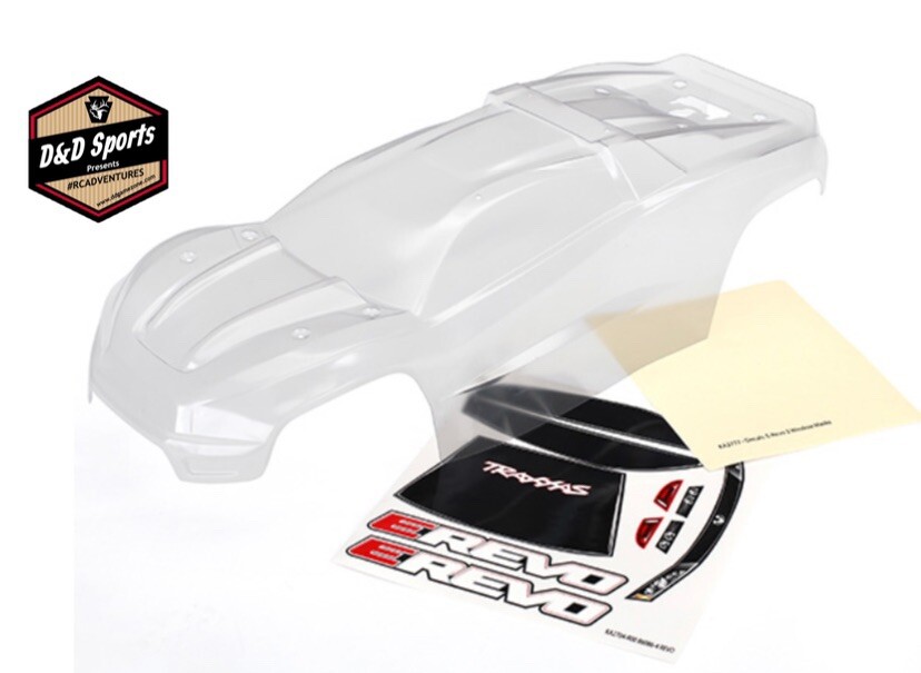 Traxxas 8611 Body, E-Revo (Clear, Requires Painting), Decal Sheet New