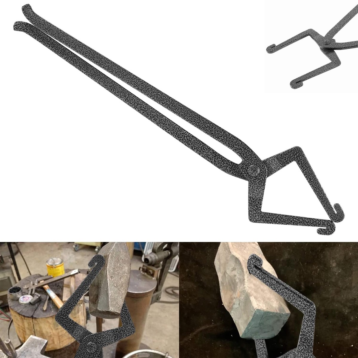 Professional Blacksmith Tongs 17 Inch for Hammer Making&Axe Eye Forging 5160 Ste