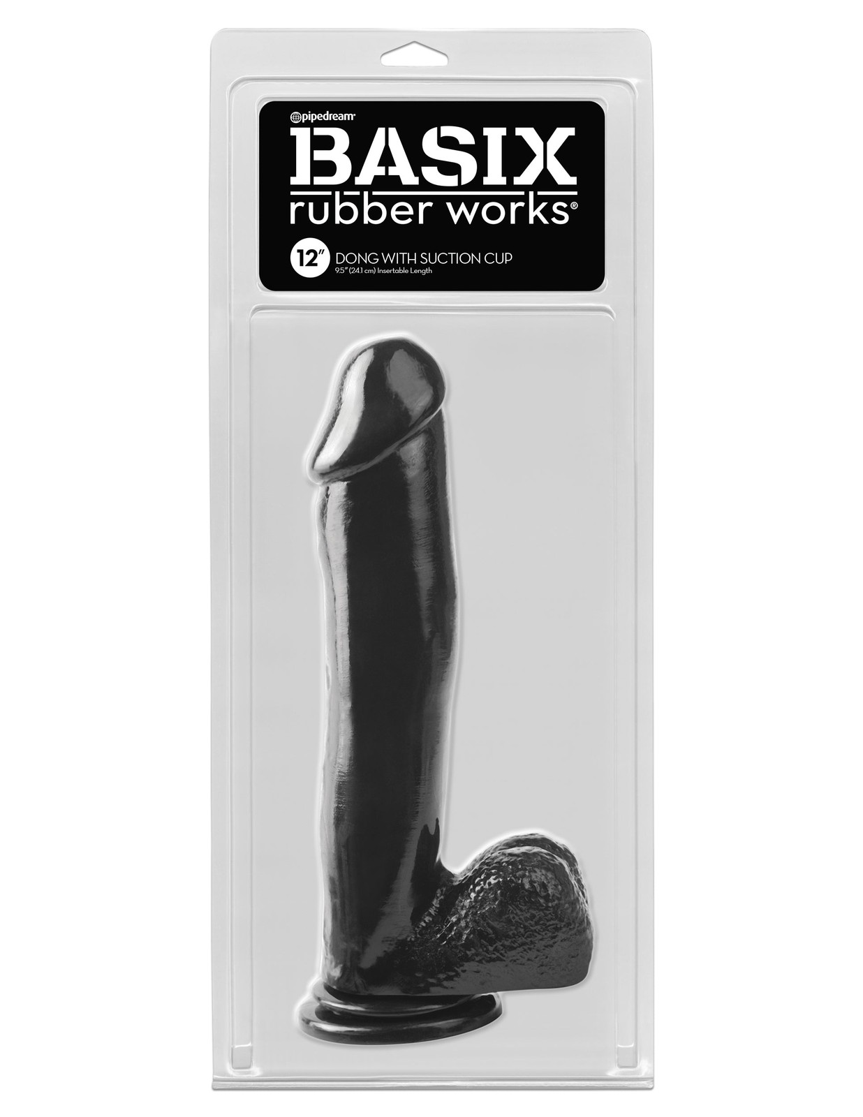 Pipedream Basix Rubber Works 12 Inch Dong With Suction Cup Black