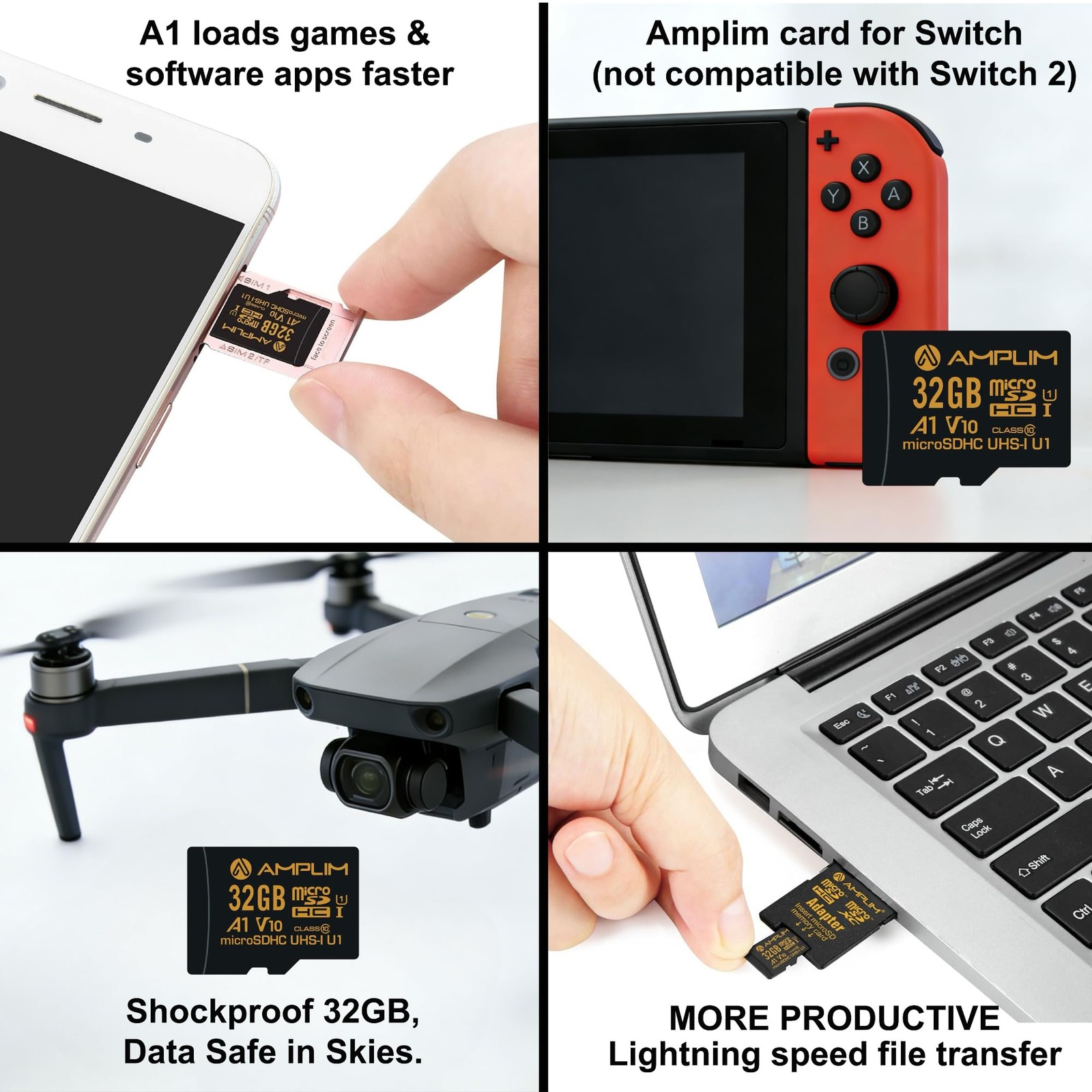 32GB Micro SD Card, 2 Pack MicroSD Memory Plus Adapter, MicroSDHC Class 10 UH...