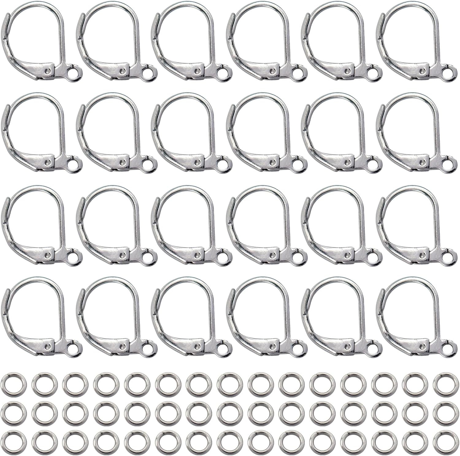 TOAOB 100pcs Stainless Steel Lever Back Earrings Hooks Kit Open Close Leverback