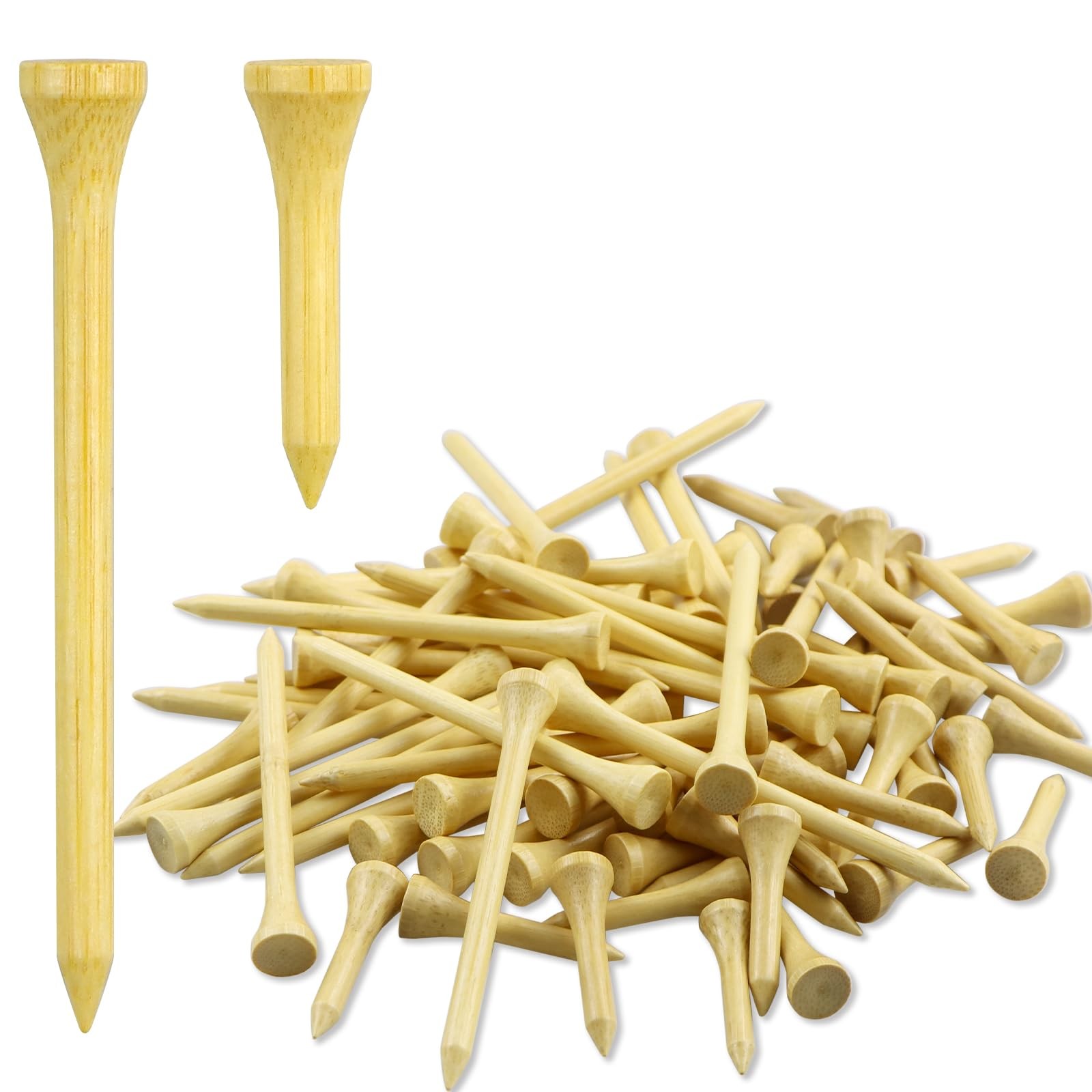 Zivisk Wooden Golf Tees 3-1/4 inch 100 Count & 1-1/2 inch 20 Count Natural
