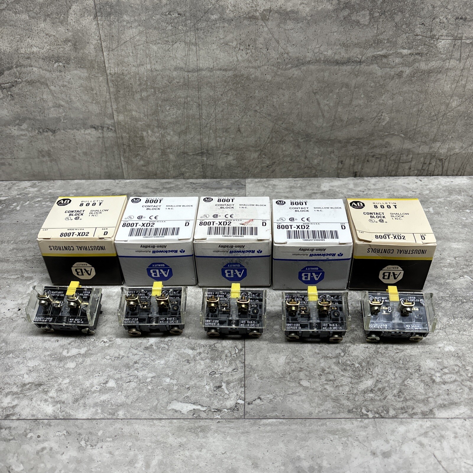 Lot Of 5 Allen Bradley 800T-XD2 Shallow Contact Block, 1 X NC, New