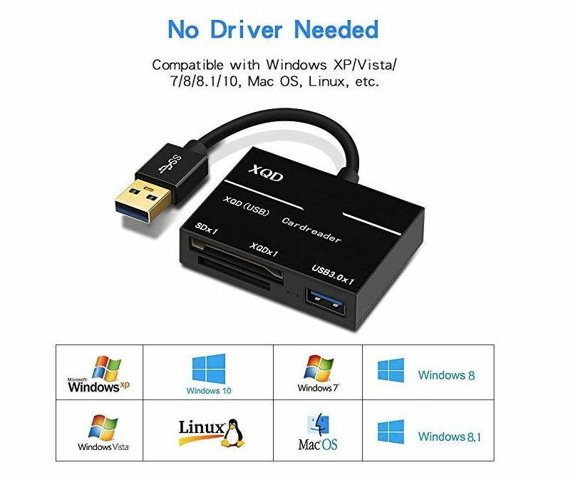 Camera XQD SD Memory Card Reader USB 3.0 Hub Adapter For Sony/Nikon/Canon/Lexar