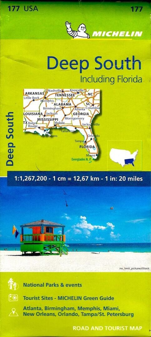 Michelin Map USA: Deep South, Including Florida, #177, 2022 Edition