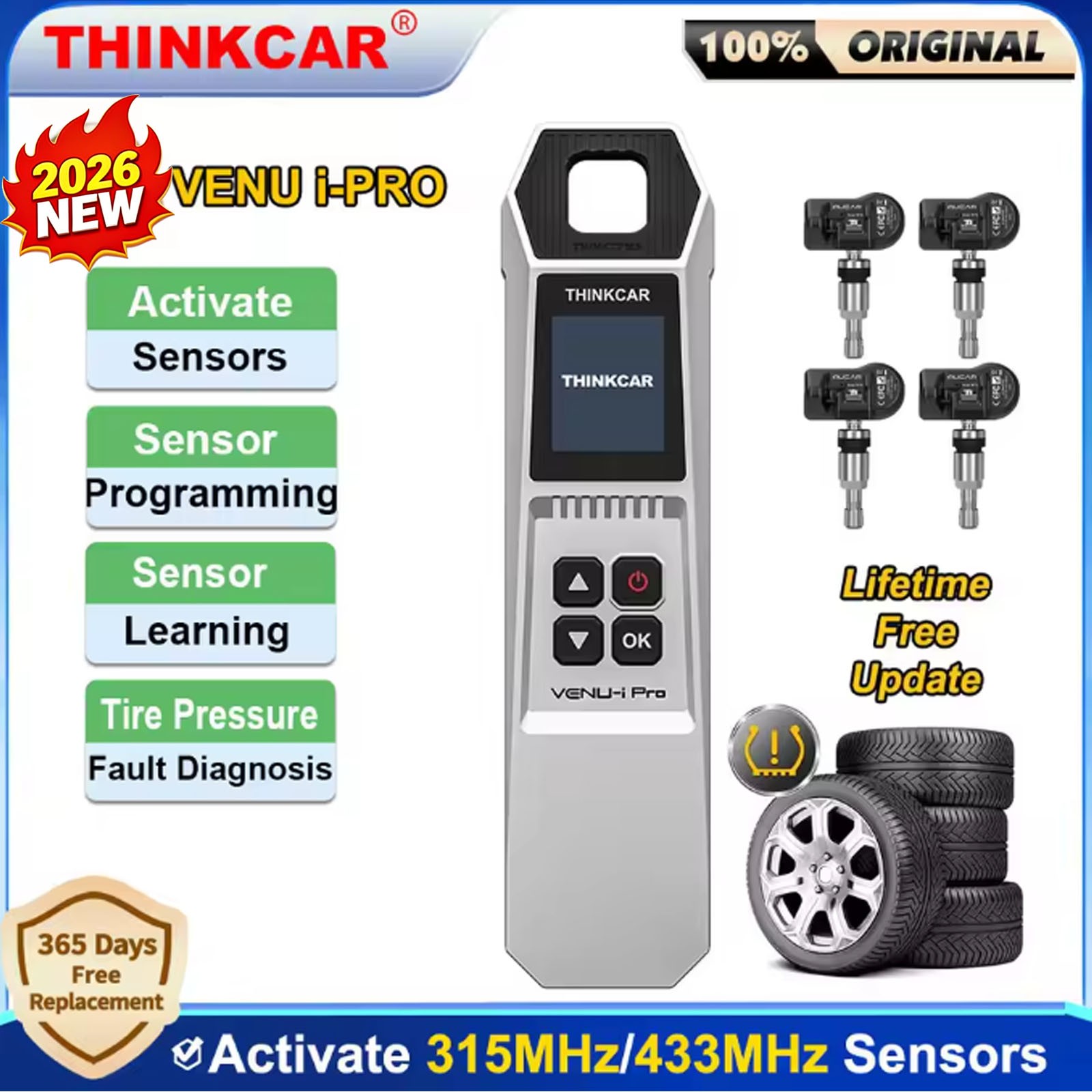 THINKCAR VENU iPro TPMS Car Tire Pressure Diagnosis Tool VENU5 Sensor Activation