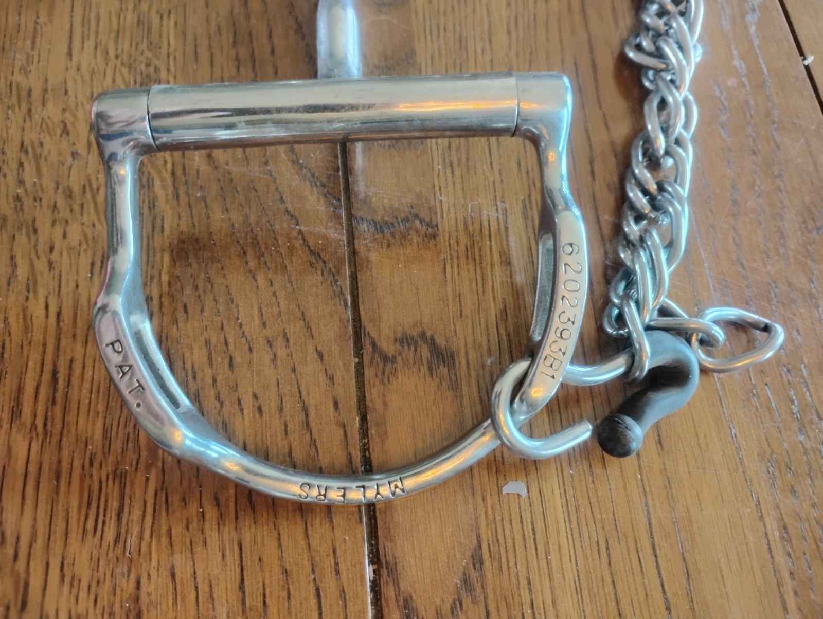 Myler D-Ring Snaffle Bit 5.5" Level 1 with removable curb chain