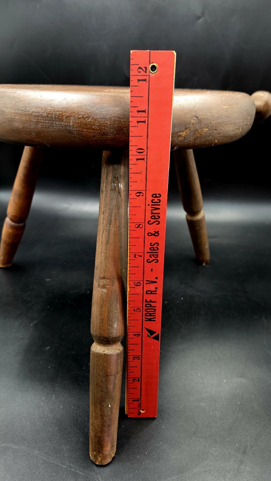 Primitive Milking Stool 3 Leg Dowled Handtooled Hardwood