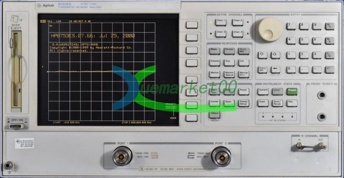ONE Agilent 8753ES 30kHz-3GHz Network Analyzer USED