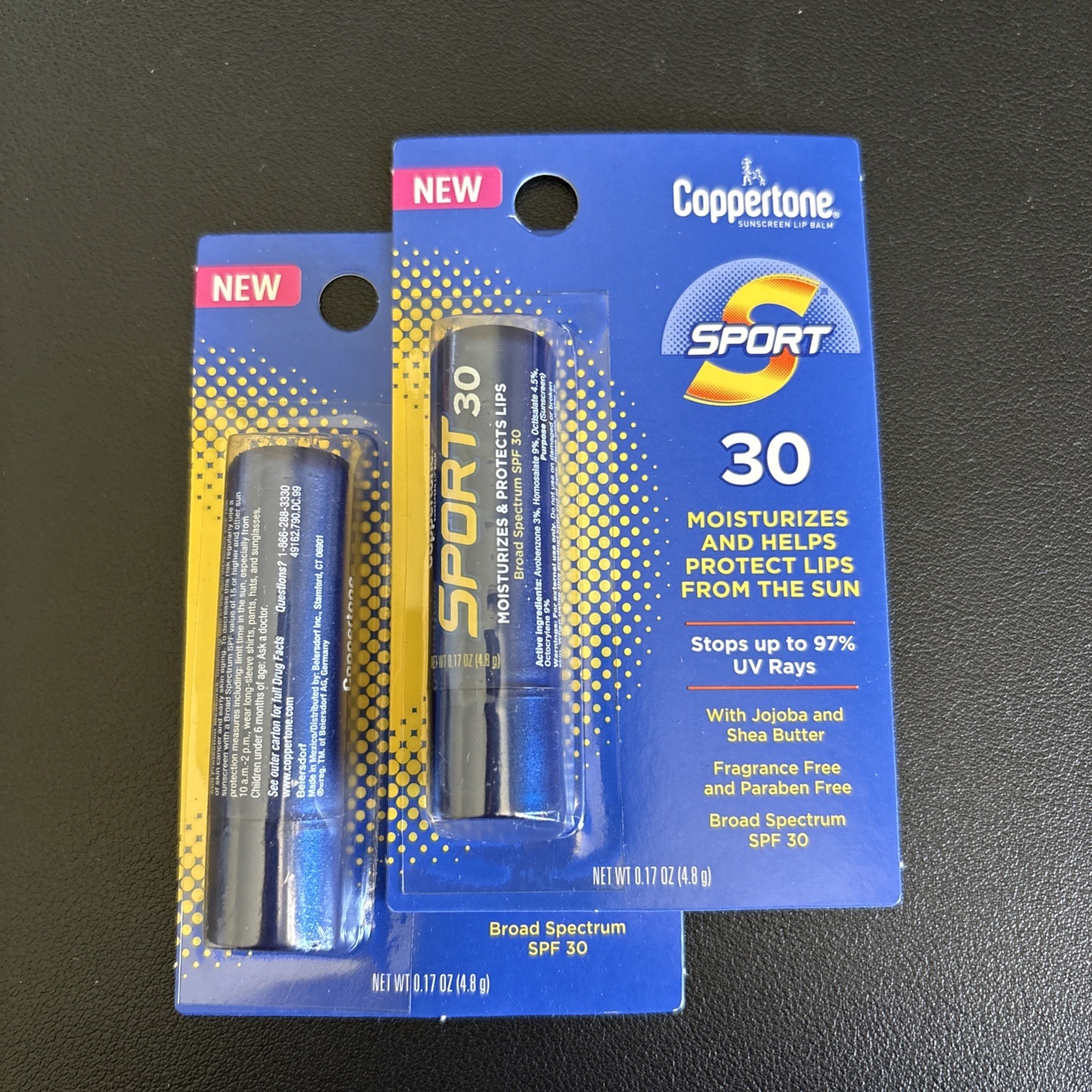 2x Coppertone SPORT Sunscreen Lip Balm SPF 30 Sunscreen for Lips New Sealed