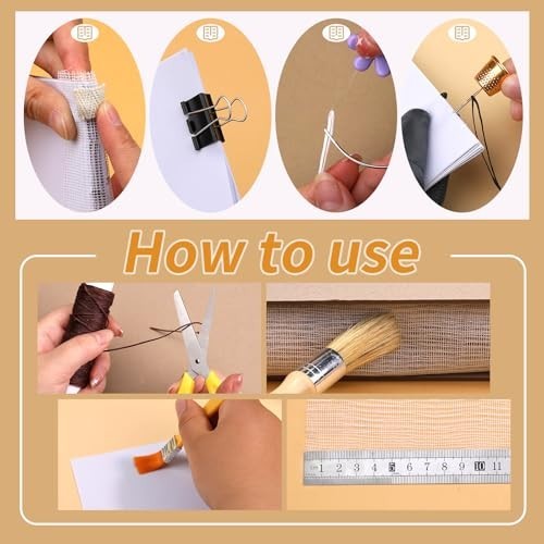 49 Pcs Book Binding Kit - DIY Hand Bookbinding Tools, Awl, Ribbon, Ruler & Suppl
