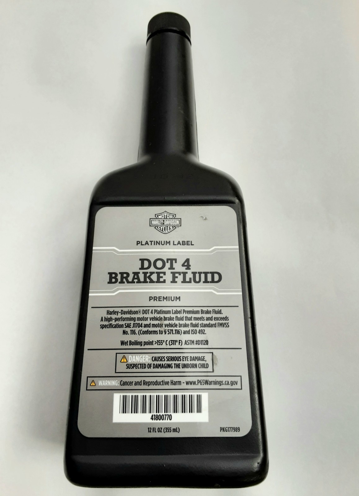 12oz OEM HARLEY DAVIDSON "PLATINUM LABEL" DOT 4 BRAKE FLUID 41800770 - NEW