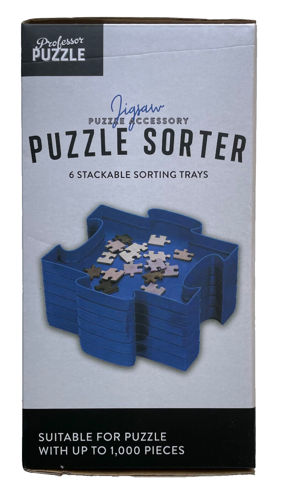PUZZLE SORTER 6 Stackable Sorting Trays Jigsaw Accessory NEW Box Fun Blue Design