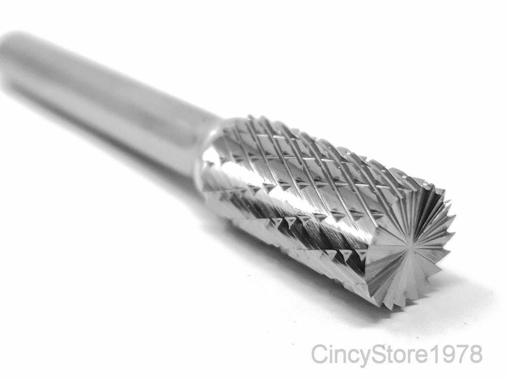 SB3D Cylindrical Cut Tungsten Carbide Burr Bur Cutting Tool Die Grinder Bit 1/4"
