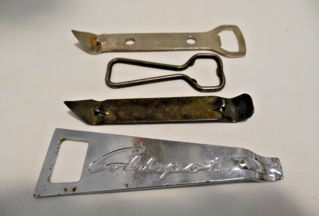 VINTAGE BEER BOTTLE OPENERS-LOT OF 4-FOLEY, COLDSPOT & WESTERN NEWELL