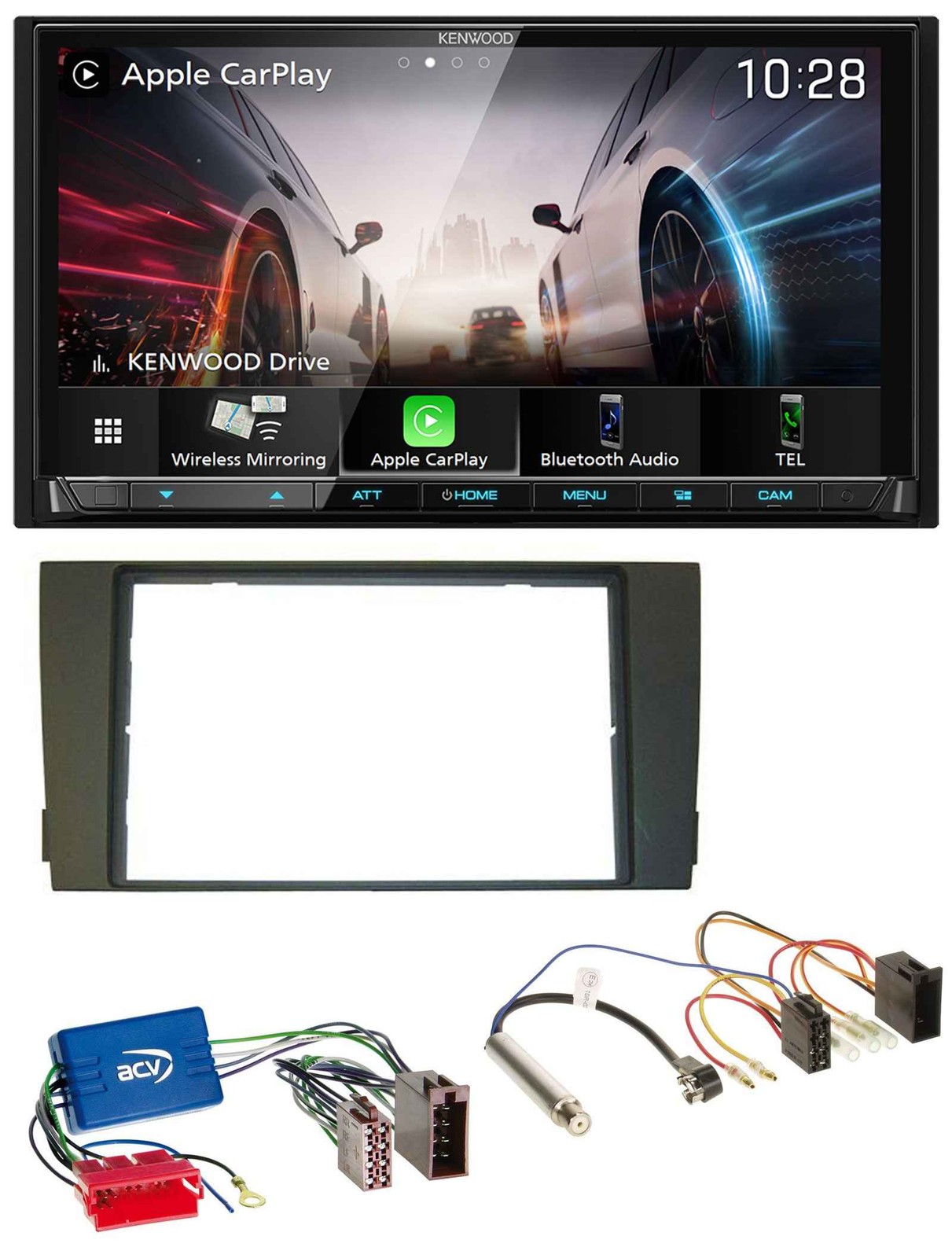 Kenwood MP3 2DIN USB DAB Bluetooth Car Stereo for Audi A6 C5 01-05 Active System Mi