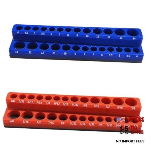 2PCS Magnetic Socket Organizer Set - 1/4 Inch Drive Metric SAE Socket 1/4"