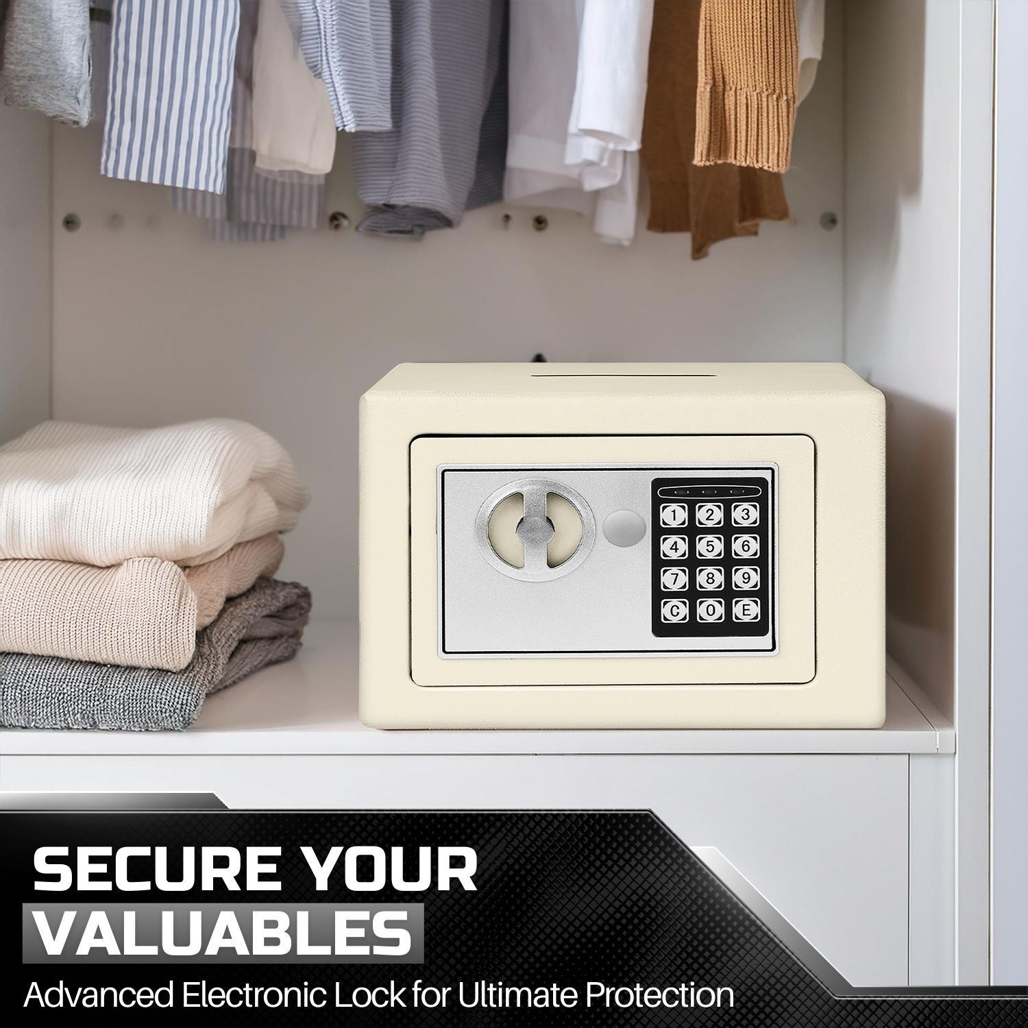 Electronic Depository Safe Box Drop Slot Opening Keypad Combination Lock White