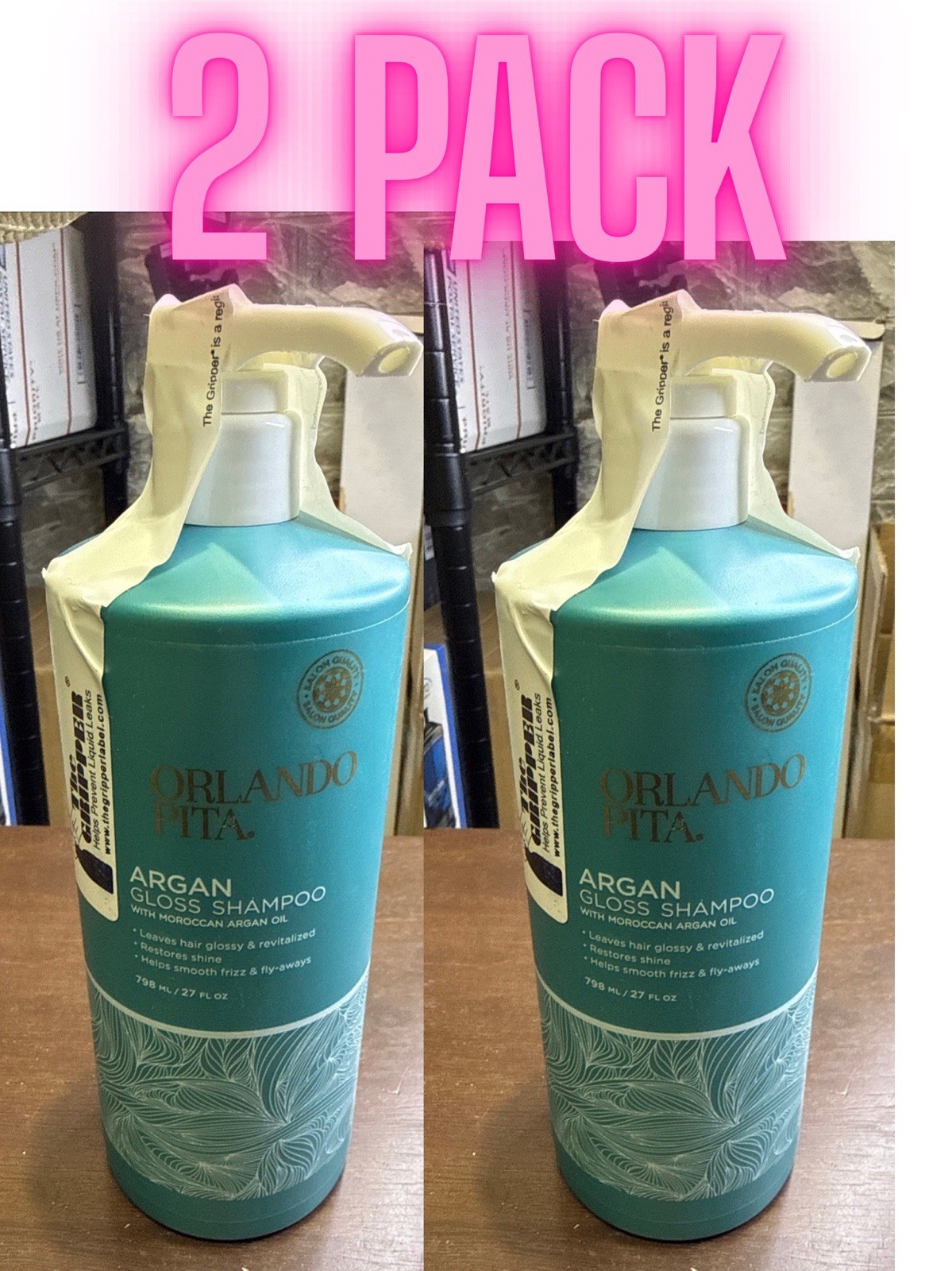 (2 pack)Orlando Pita Argan Gloss Shampoo Moroccan Argan Oil 27oz Glossy Shiny