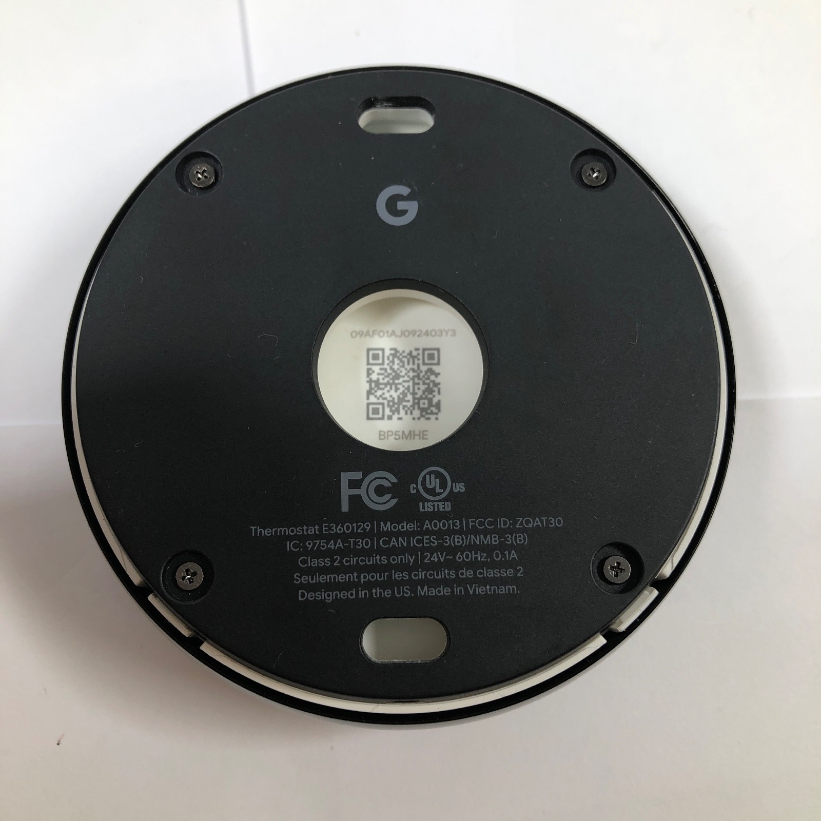 Nest Learning Thermostat 3rd Gen Smart Programmable A0013 - Black Mirror