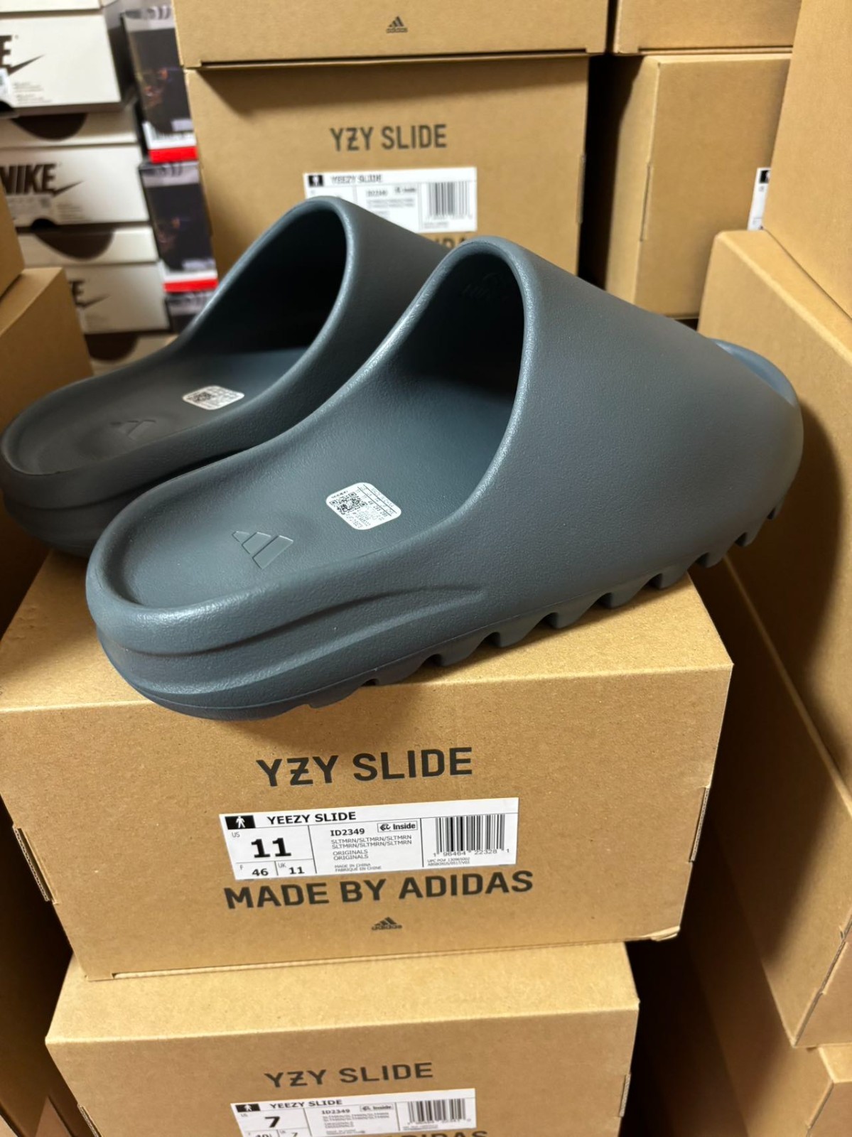 ALL BRAND NEW adidas Yeezy Slide Slate Marine ID2349 7-12 100% AUTHENTIC