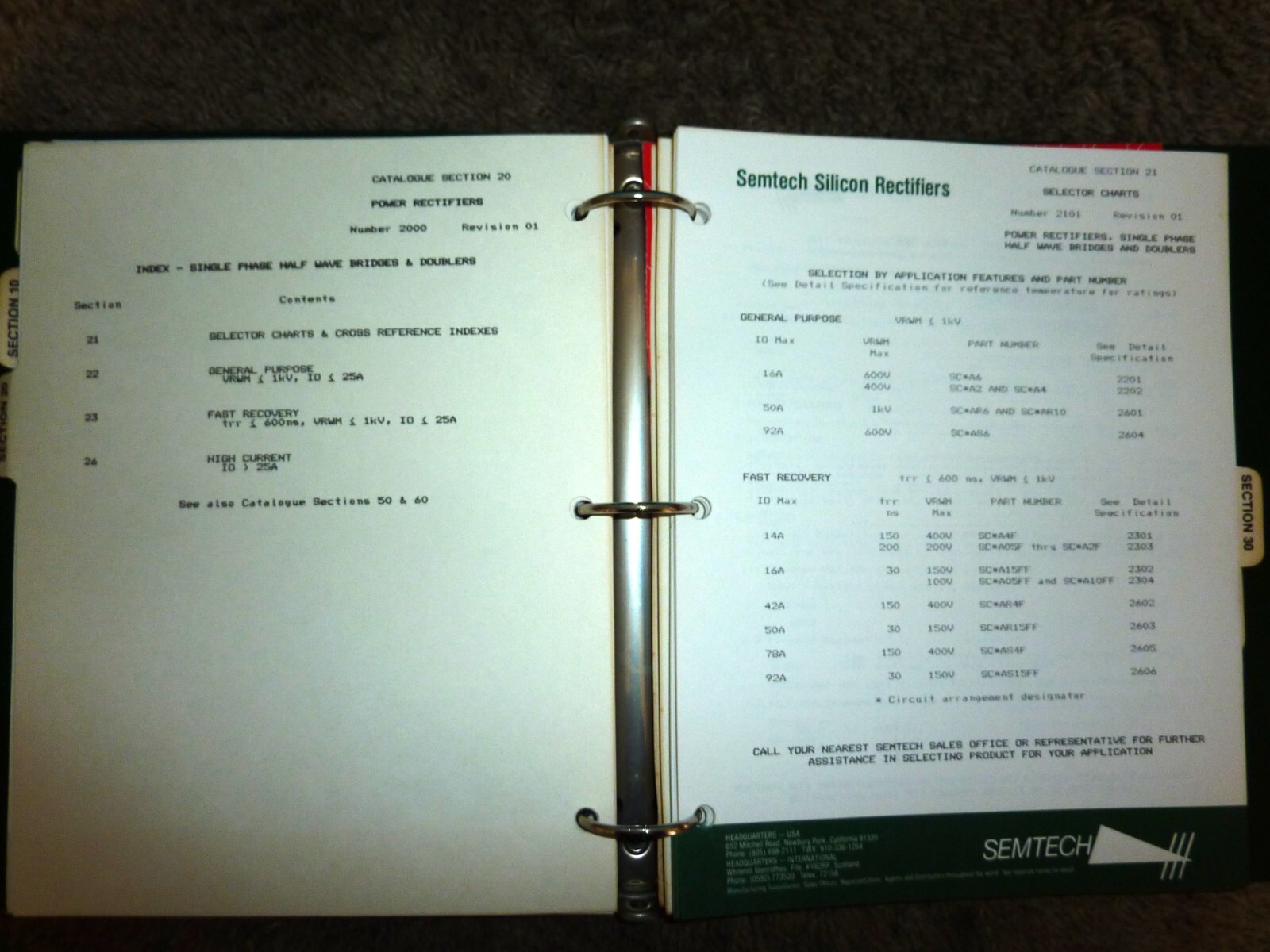 Semtech Corporation Catalogs & Data Sheets In Binder