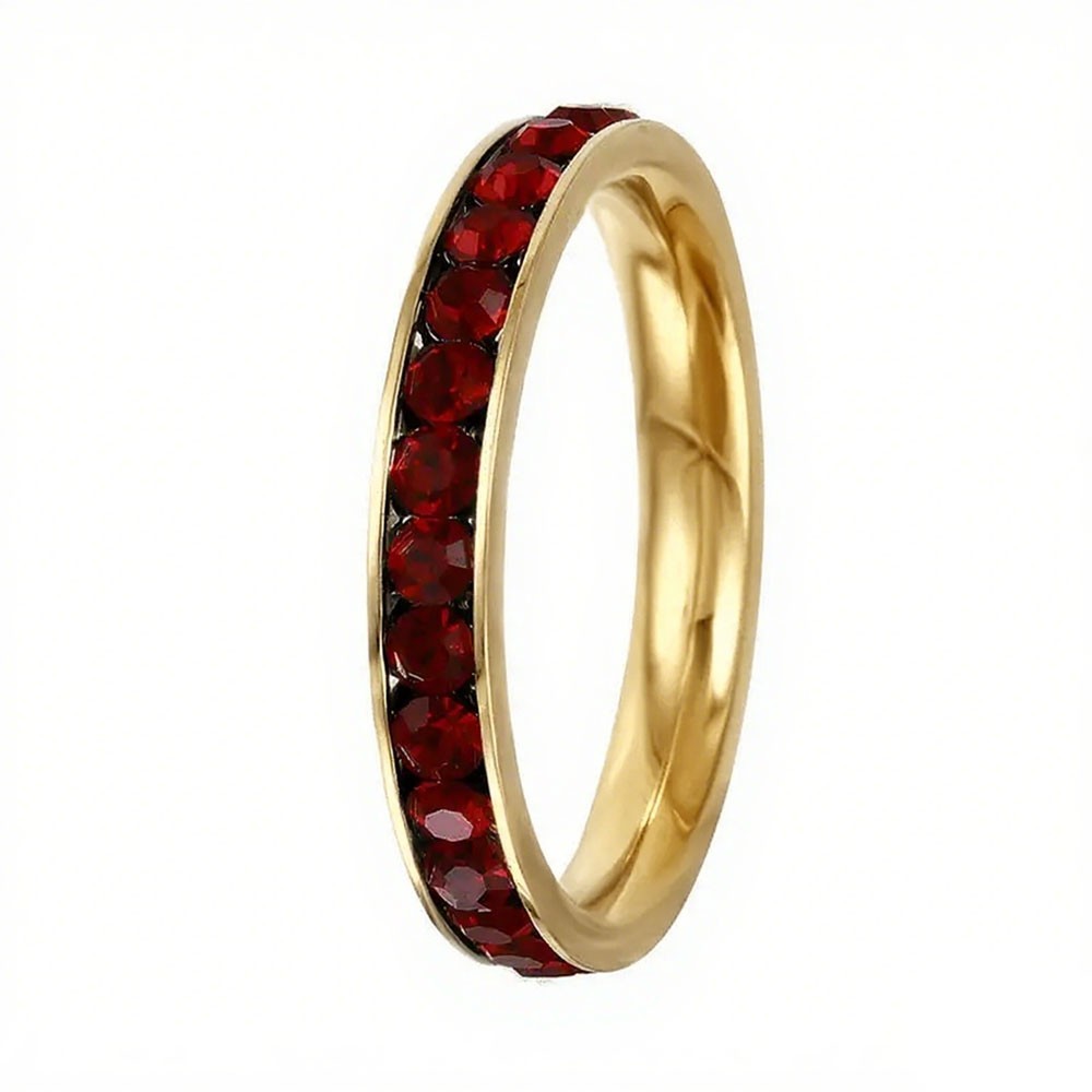 Stainless Steel Eternity Birthstone CZ Crystal Stackable Ring 3MM