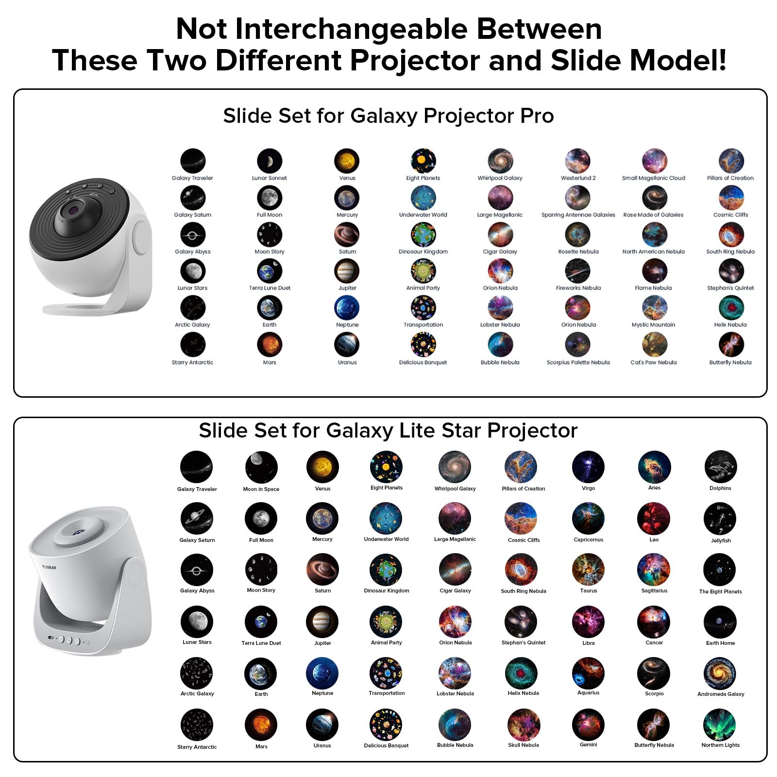 YUNRAY Nebula 4 Galaxy Projector Disc Set