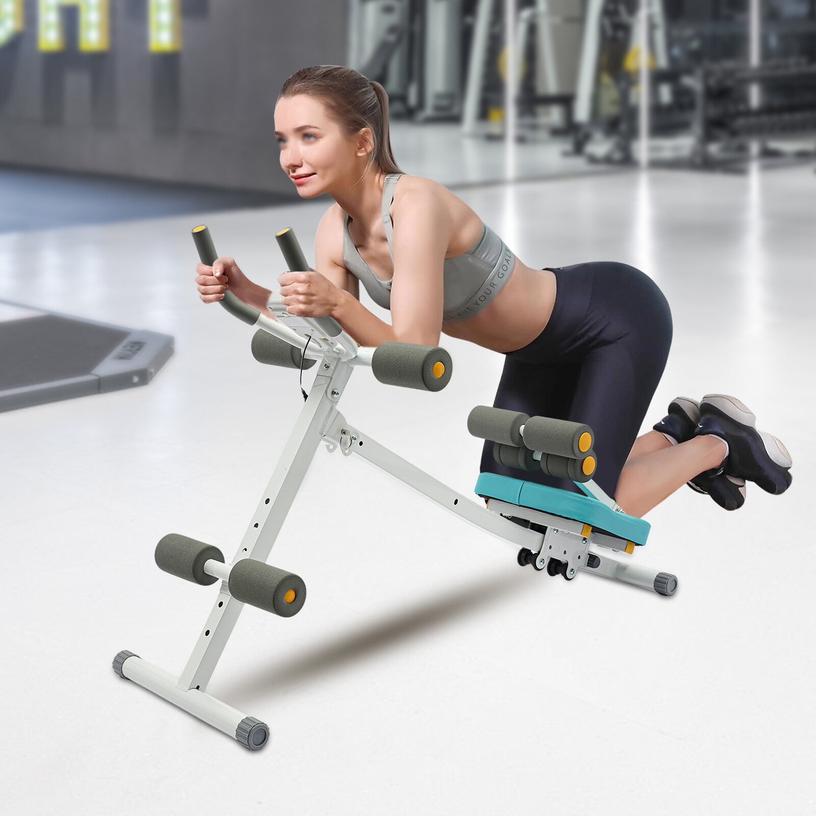 2-in-1 Adjustable Ab Trainer Machine - Foldable Sit-Up Bench, 330lbs Capacity