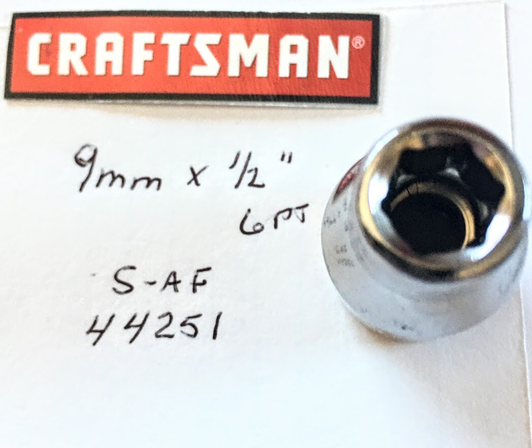 Craftsman 9 mm x 1/2" Dr Socket USA 34061 -12 PT - Made in USA - Free USA Ship