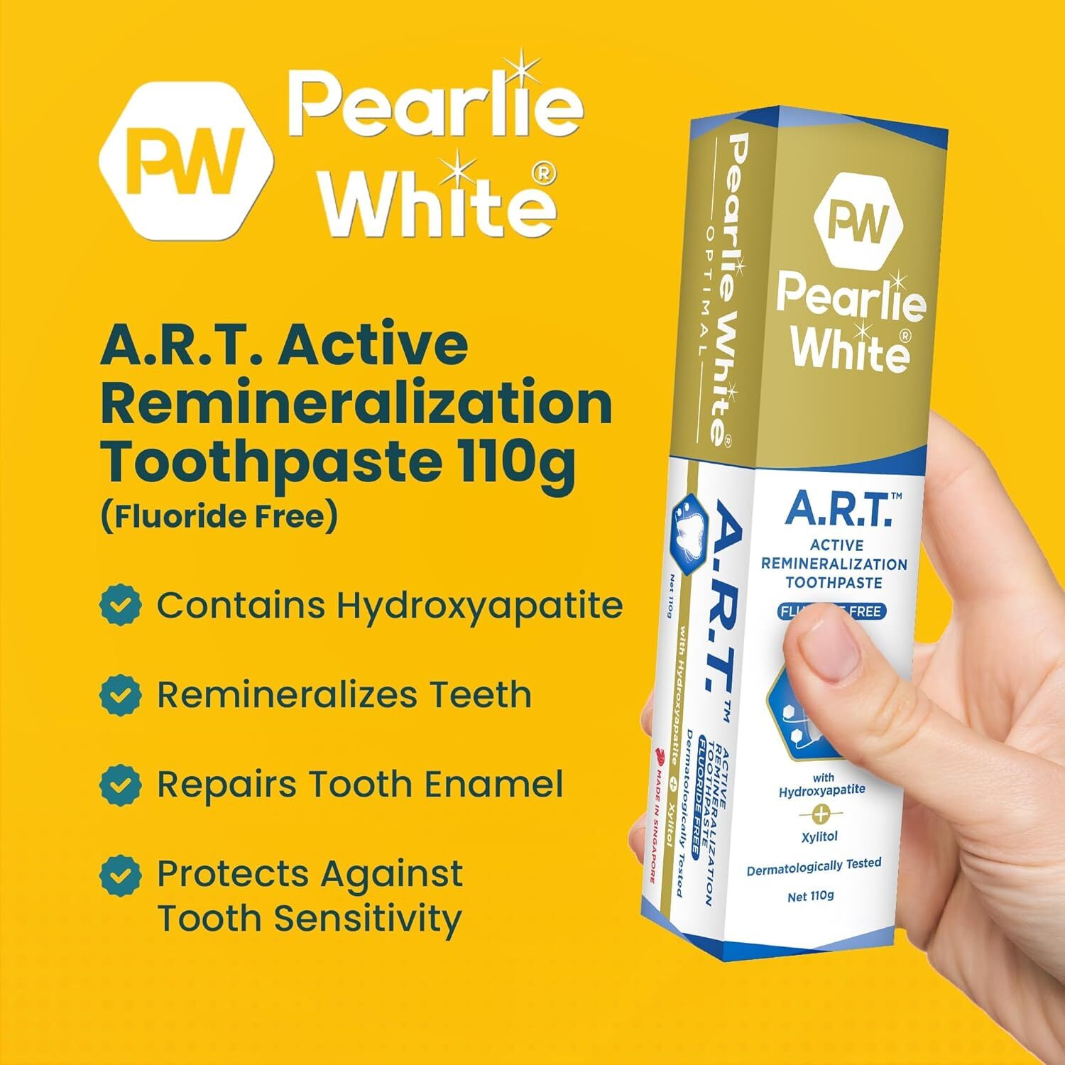 Pearlie White Active Remineralization Toothpaste - Fluoride Free 3.8oz, 110gm