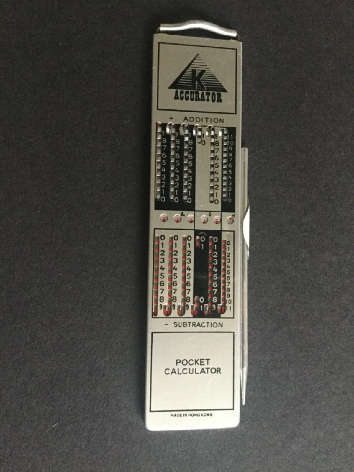 K ACCURATOR. POCKET ADDING MACHINE EXCELLENT CONDITION