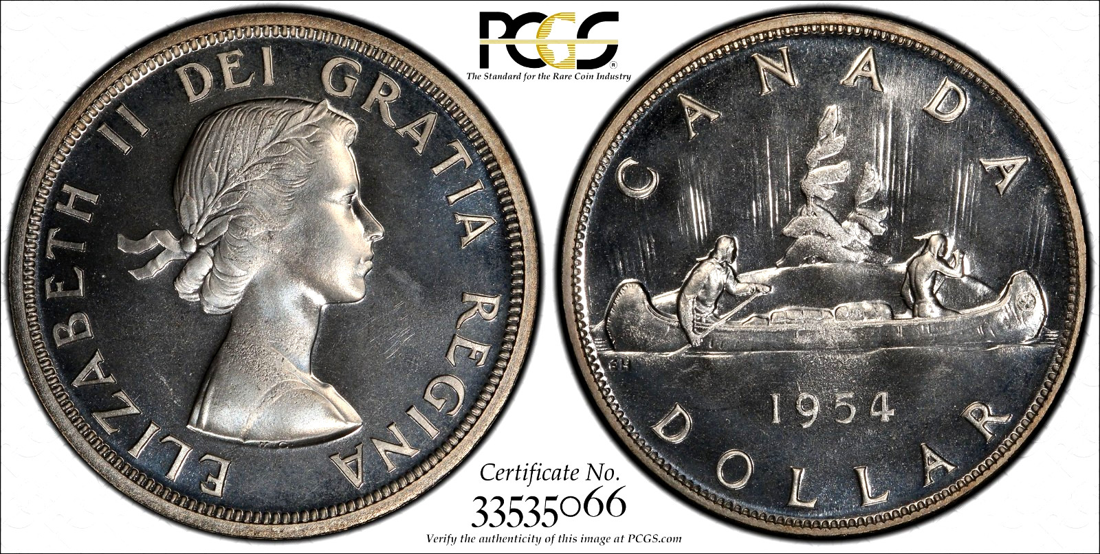 1954 Proof-like Canada Silver Dollar - PCGS PL 67