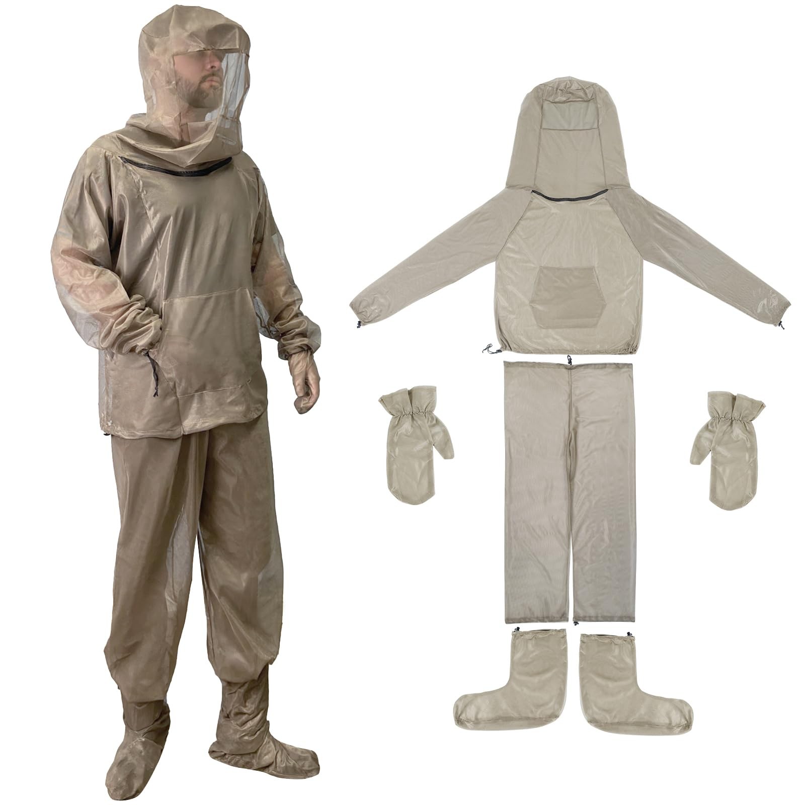 Mosquito Suit, Full Body Bug Jacket, Pants, Gloves & Socks for Gardening, Hiking