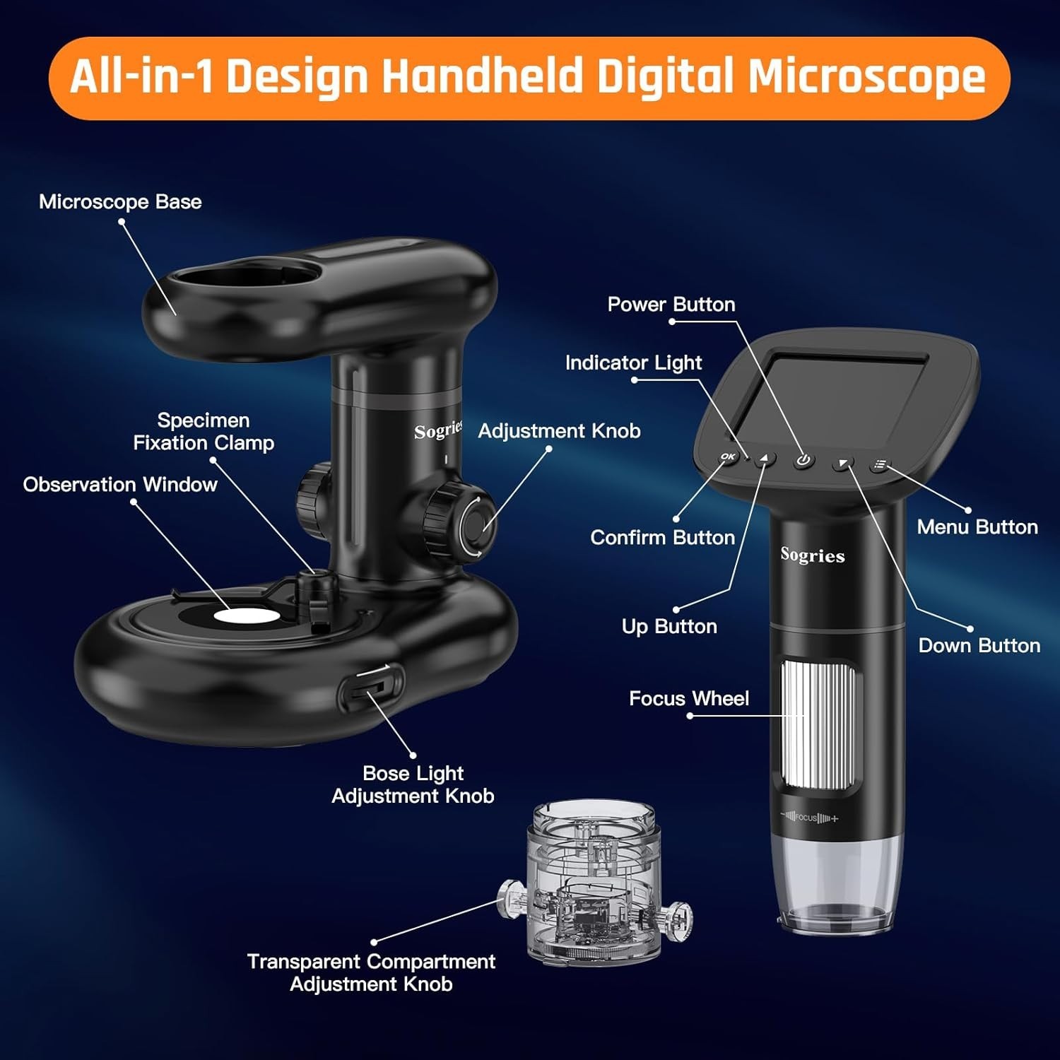 High-Definition 1000x Microscope with Camera & PC Compatibility - For Learning