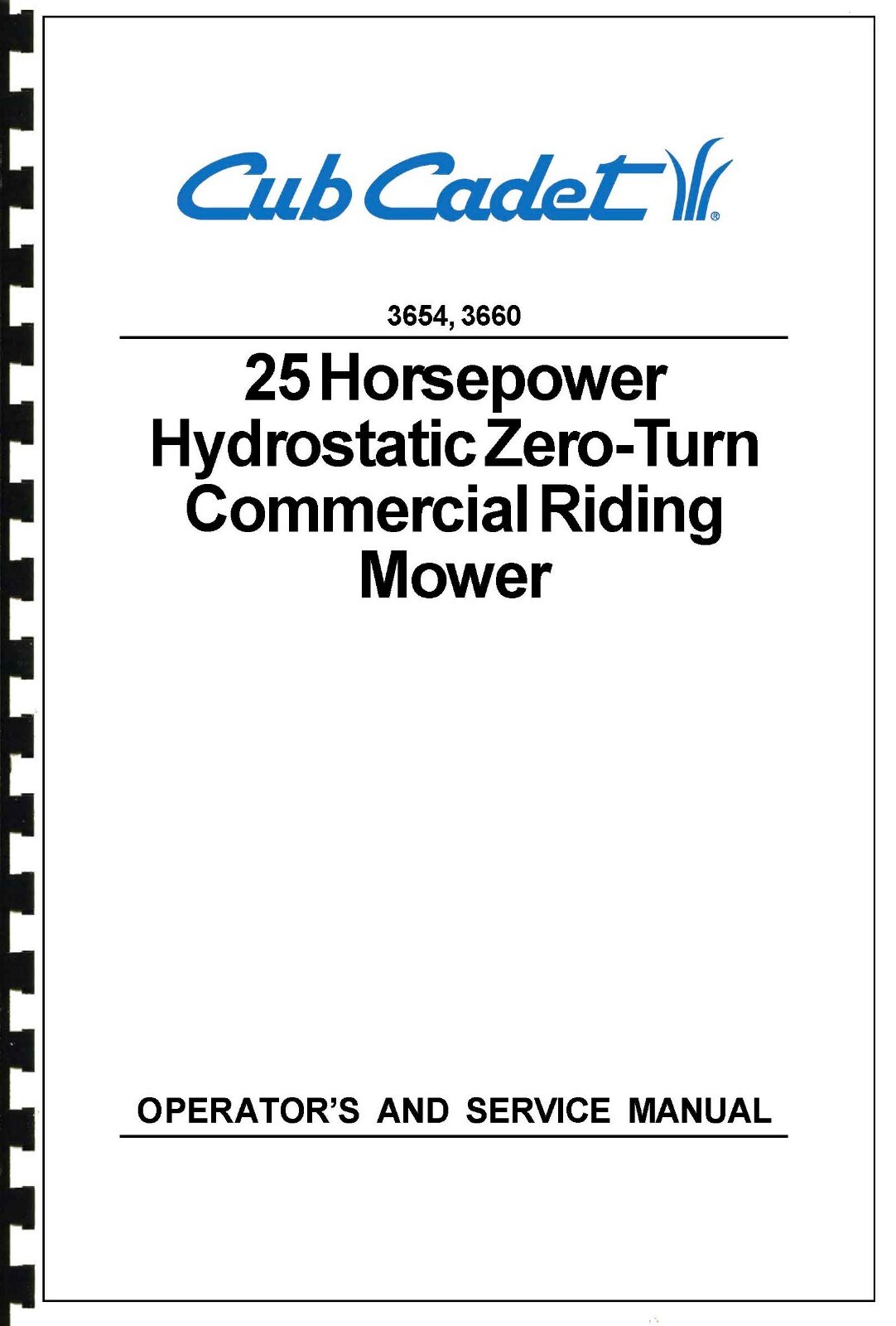 Cub Cadet 3654,3660 Operation & Service Manual