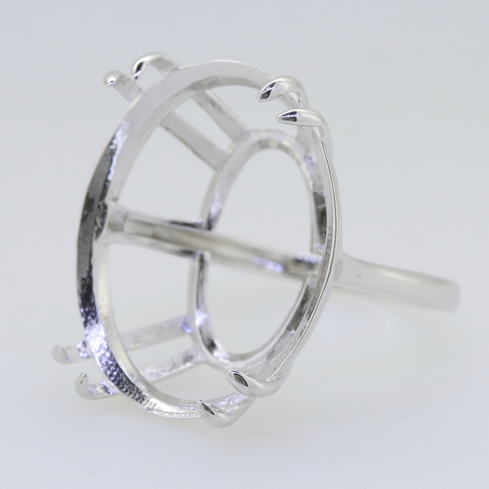 Sterling Silver Semi Mount Ring Setting Oval OV 27X21mm