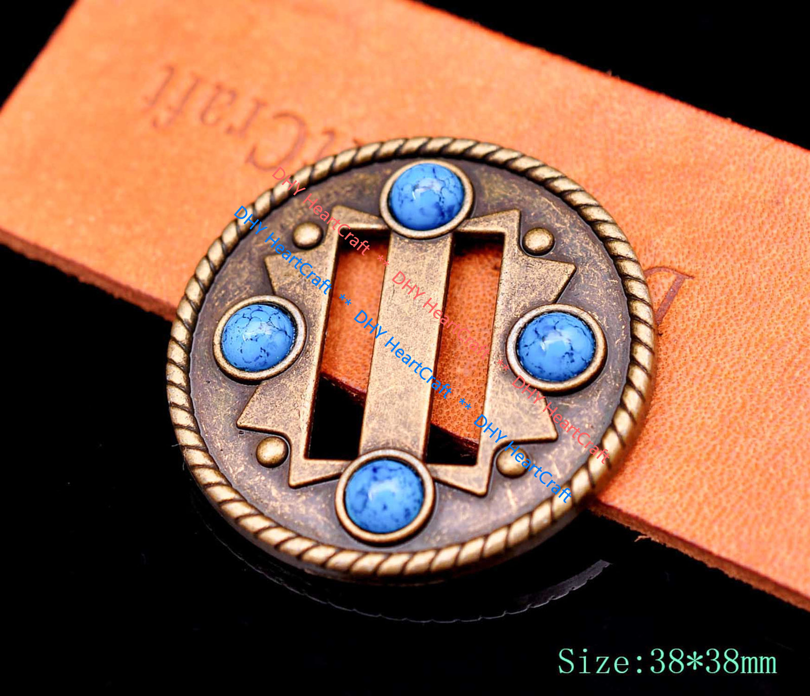 10X Turquoise Cowboy Western Saddle Tack DIY Leather Belt Slotted Concho 1-1/2"