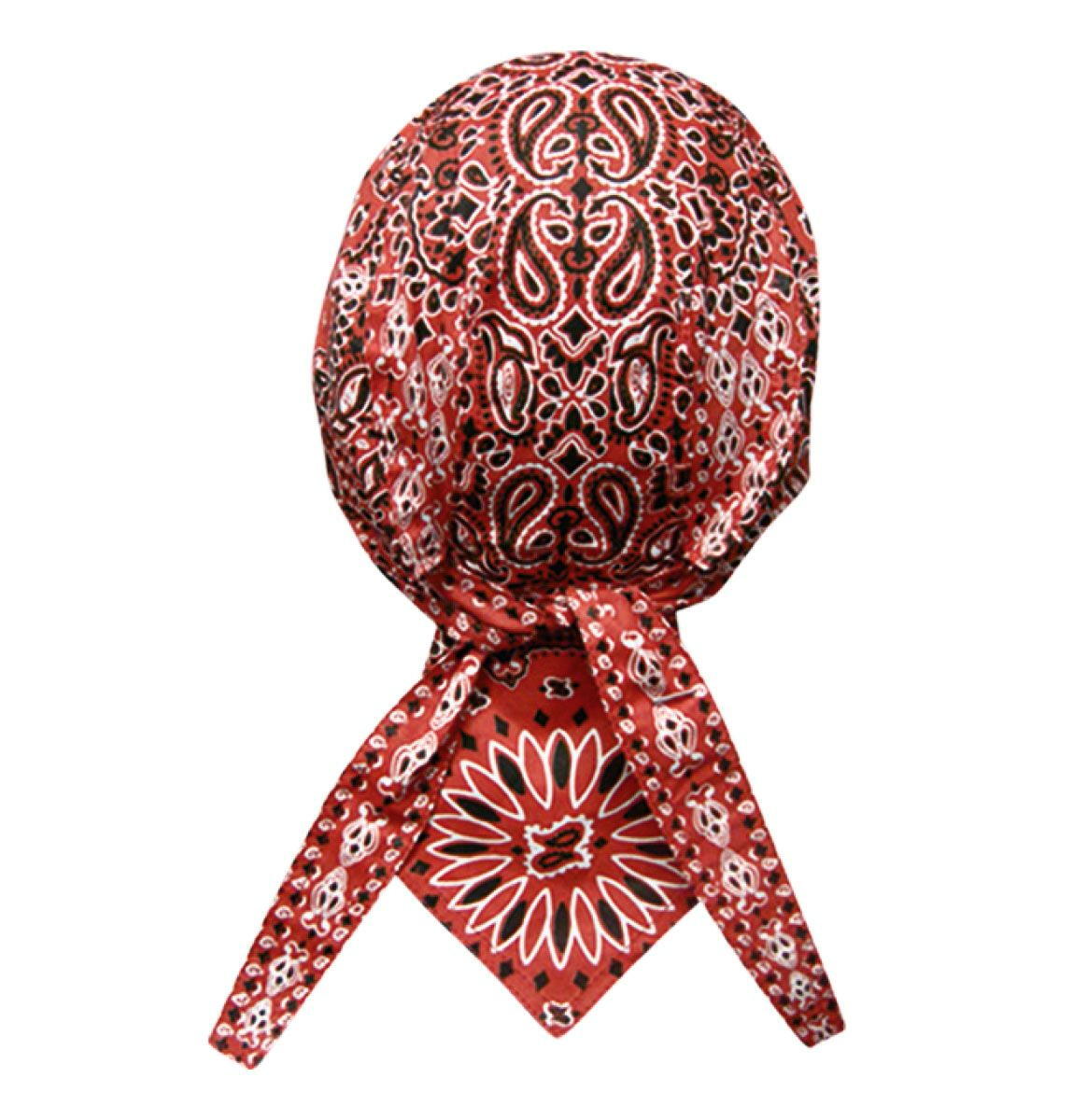 Headwrap DANBANNA Red Paisley Du-Rag Skull Cap Doo Rag Bandana