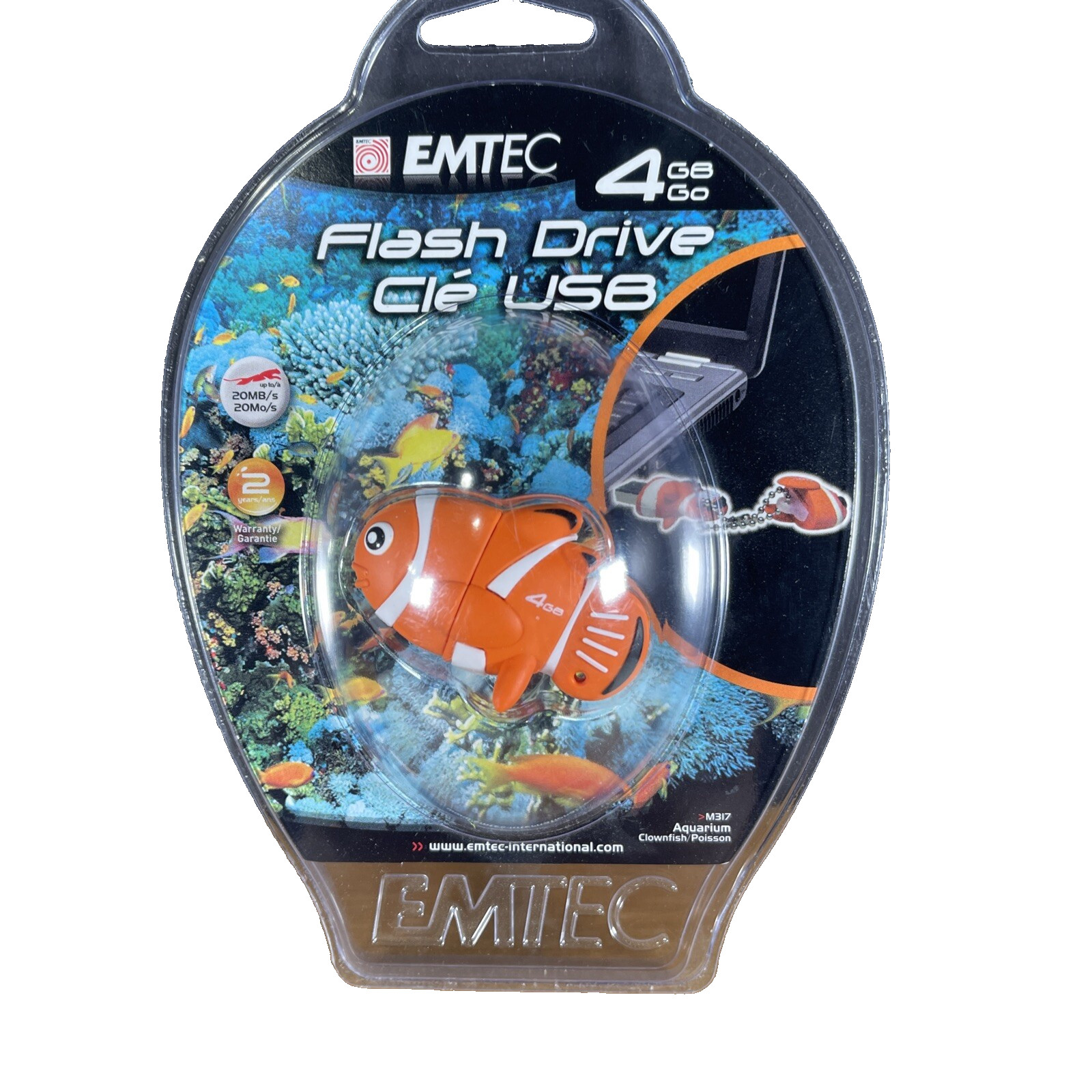 NEW SEALED EMTEC Aquarium Clownfish 4 GB USB Flash Drive