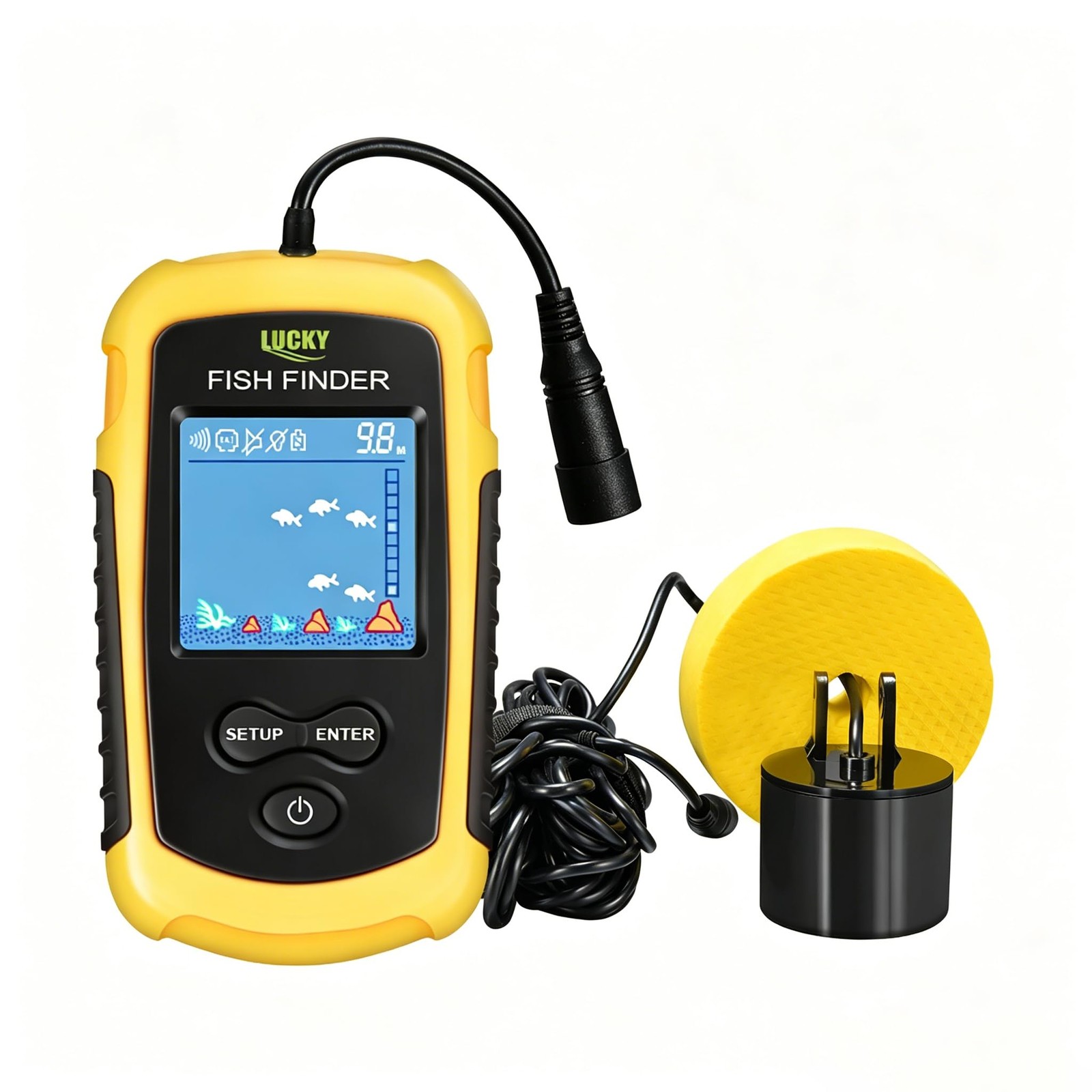 Portable Kayak Fish Finder Sonar Castable Handheld LCD Display
