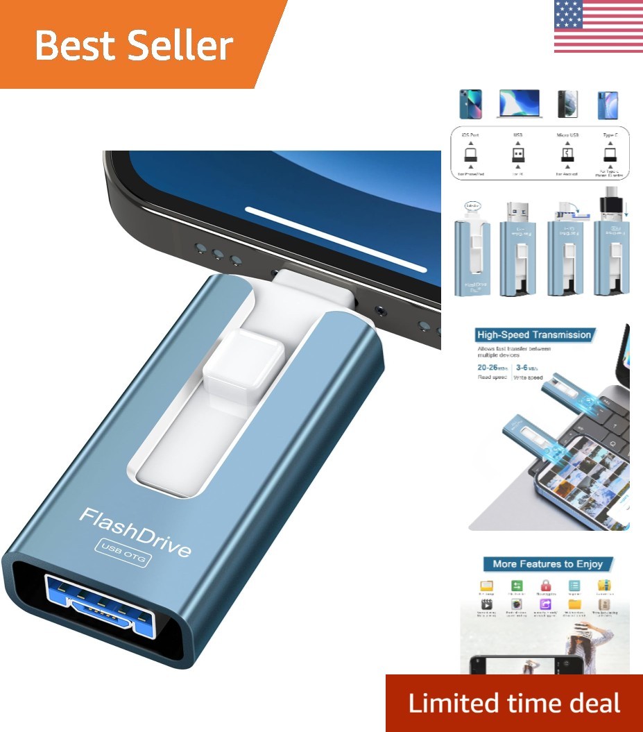Secure 256GB USB Flash Drive with High-Speed Transfer for Smartphones & Tablets