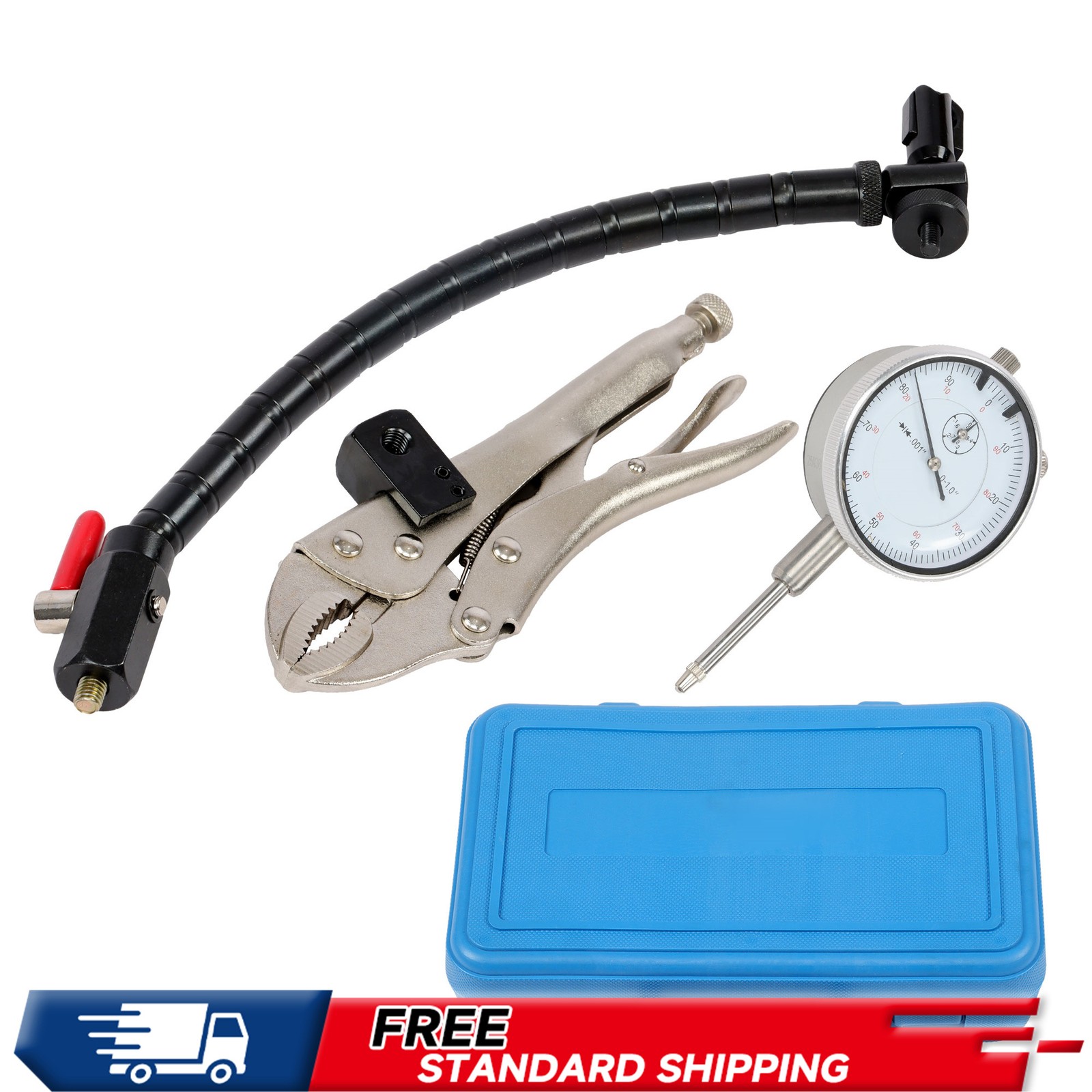 Precision Flex Arm Vise, 1" Dial Test Indicator .001" Grad, Lug Mount