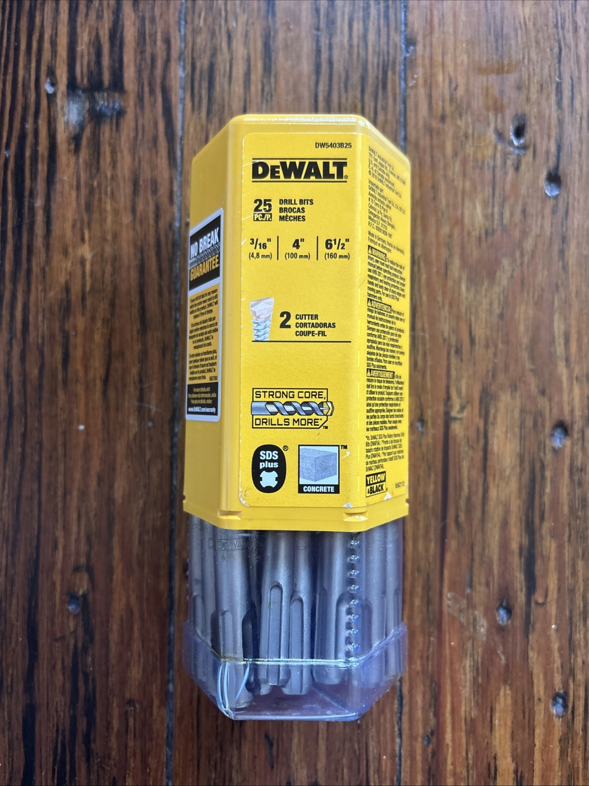 DeWalt DW5403B25 DeWalt 3/16" x 6-1/2" Rock Carbide SDS+ Hammer Bit (Bulk 25)